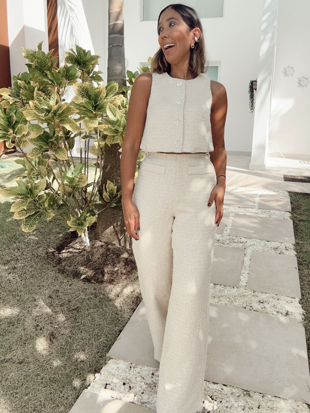 The Curated Closet Cropped Top & Wide Leg Pants Set