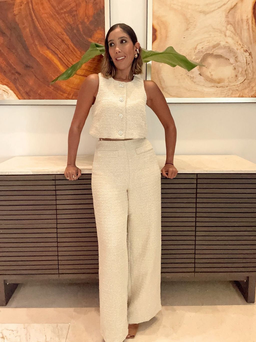 The Curated Closet Cropped Top & Wide Leg Pants Set