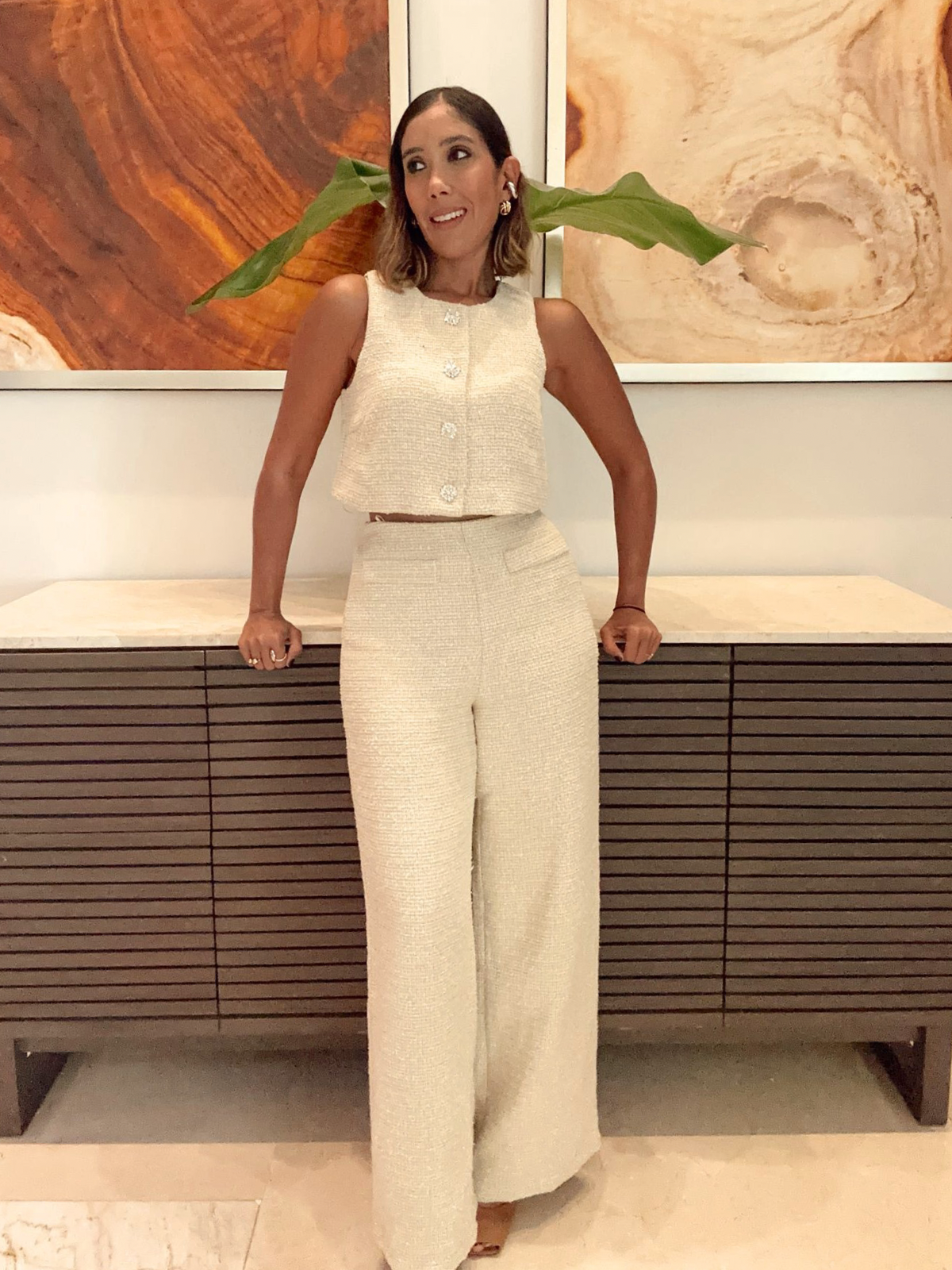 The Curated Closet Cropped Top & Wide Leg Pants Set