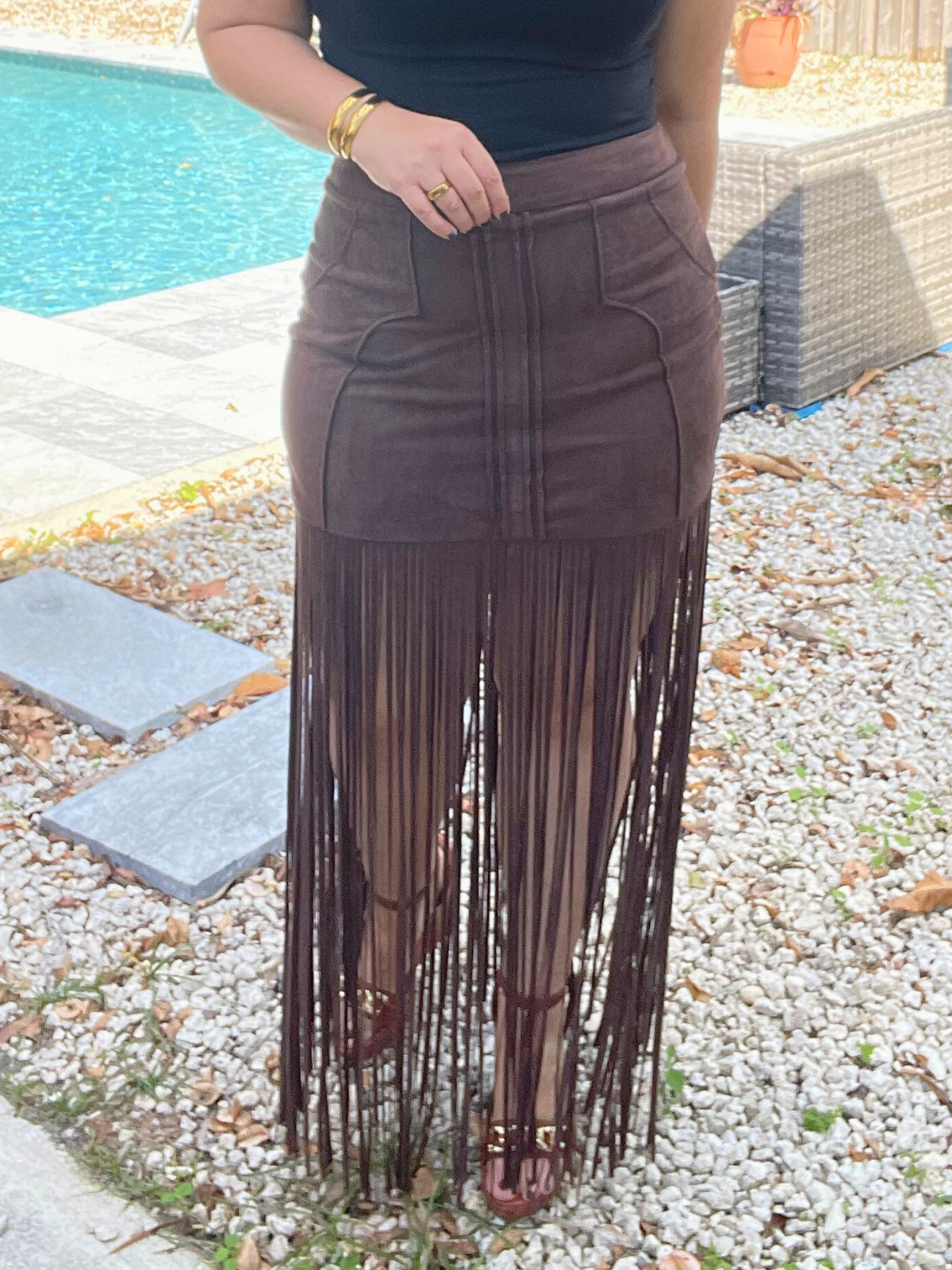 The Outlaw Elegance Fringe Maxi Skirt
