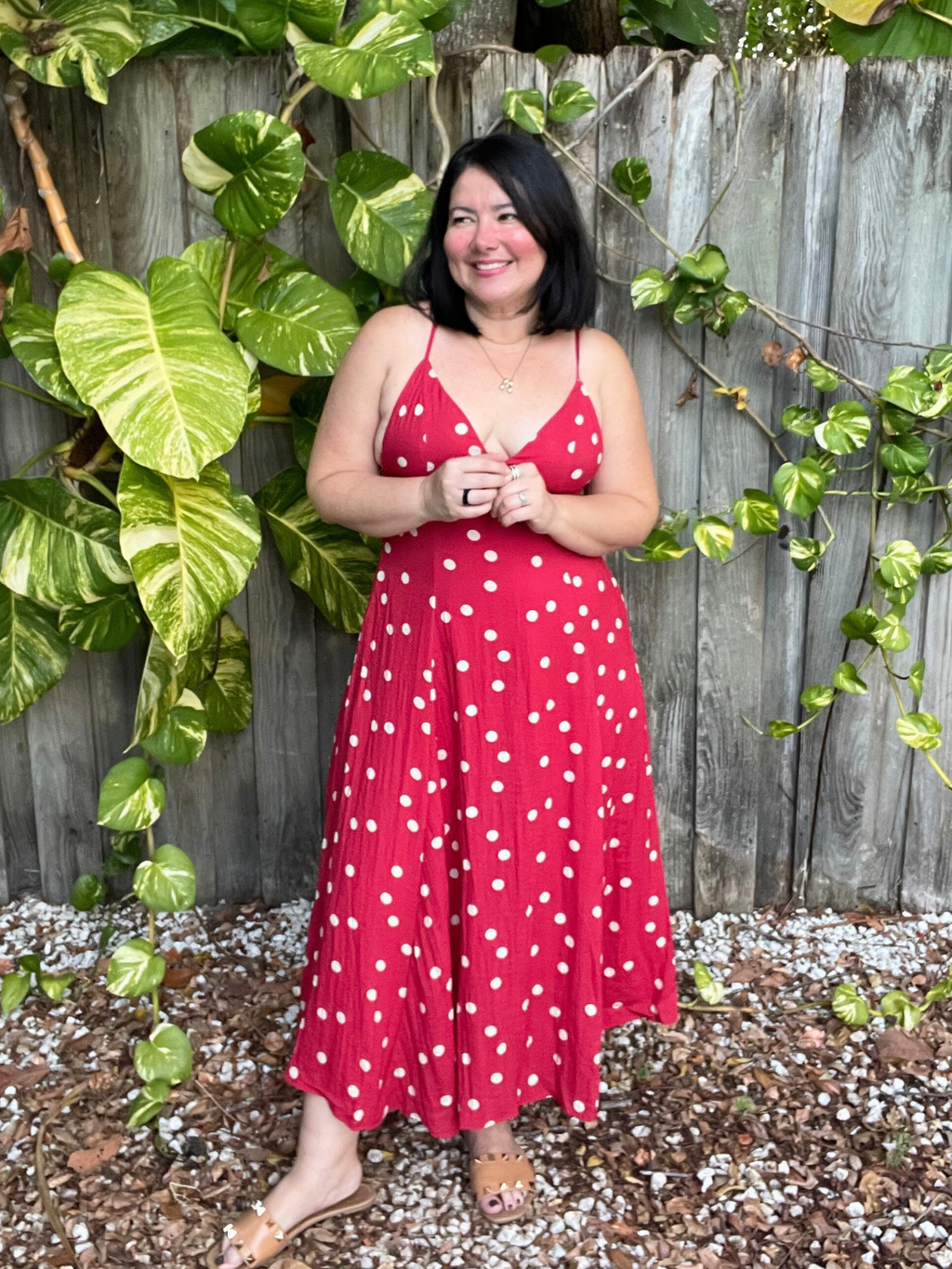 Red Charm Open Back Midi Dress