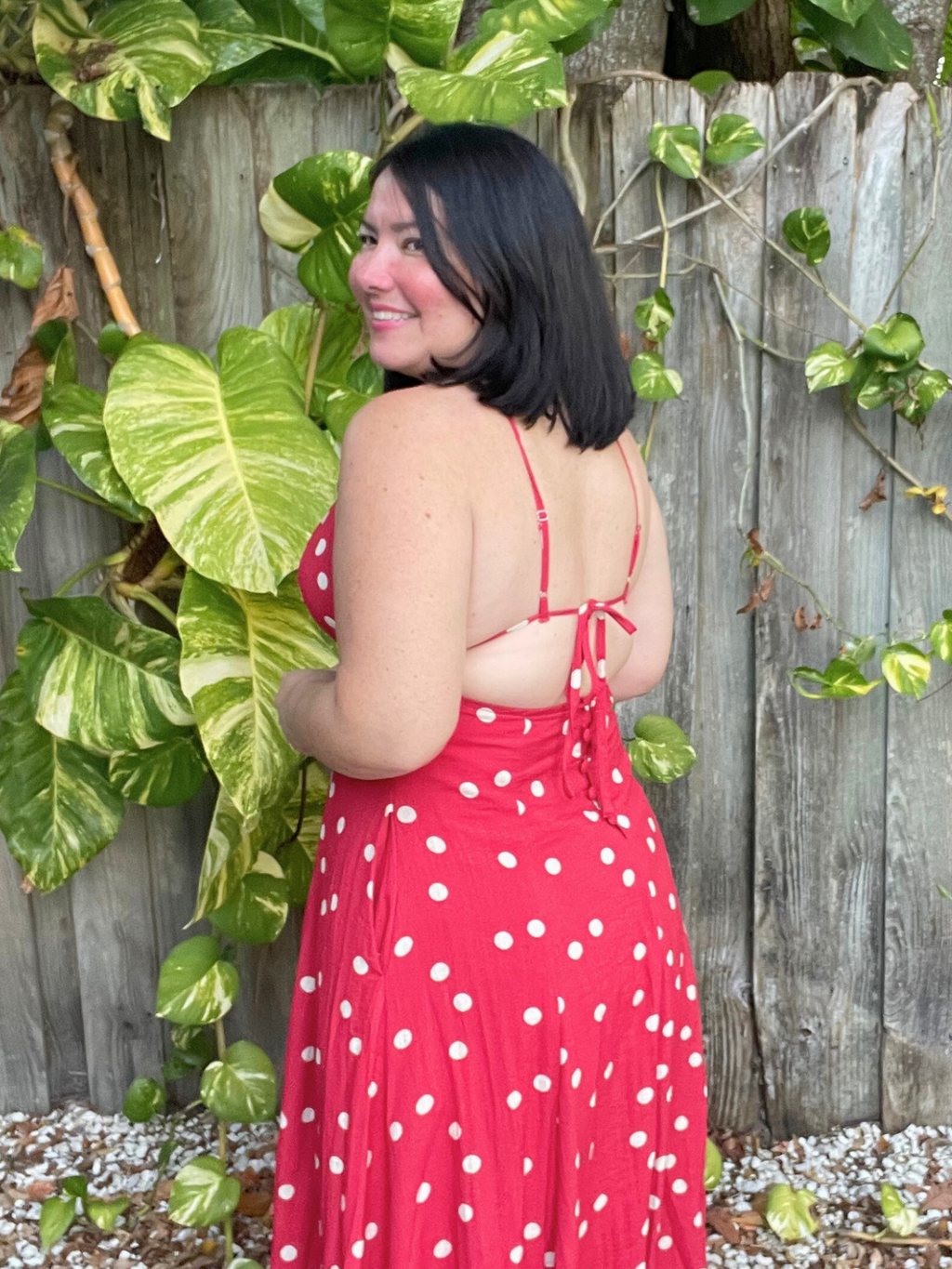 Red Charm Open Back Midi Dress