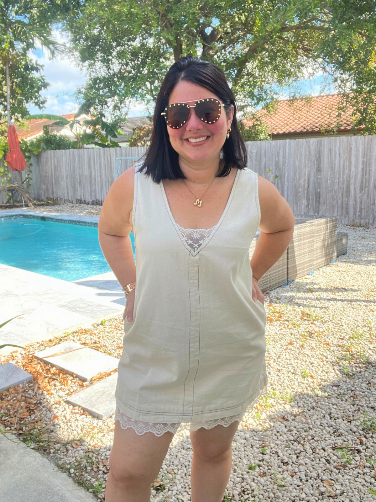 The Story of Denim and Lace Mini Dress