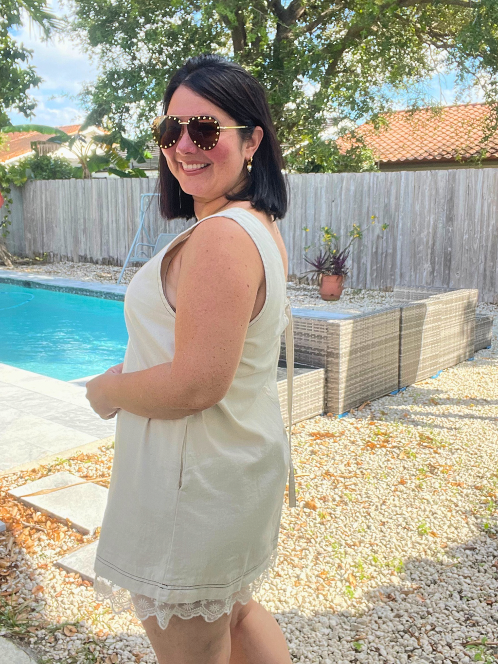 The Story of Denim and Lace Mini Dress