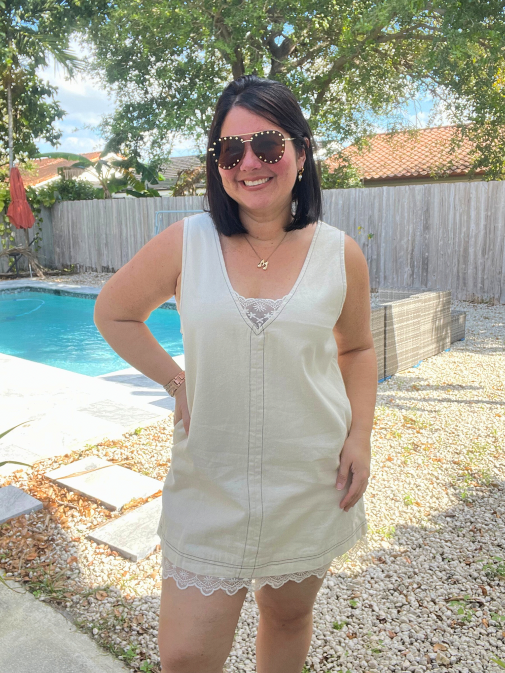 The Story of Denim and Lace Mini Dress