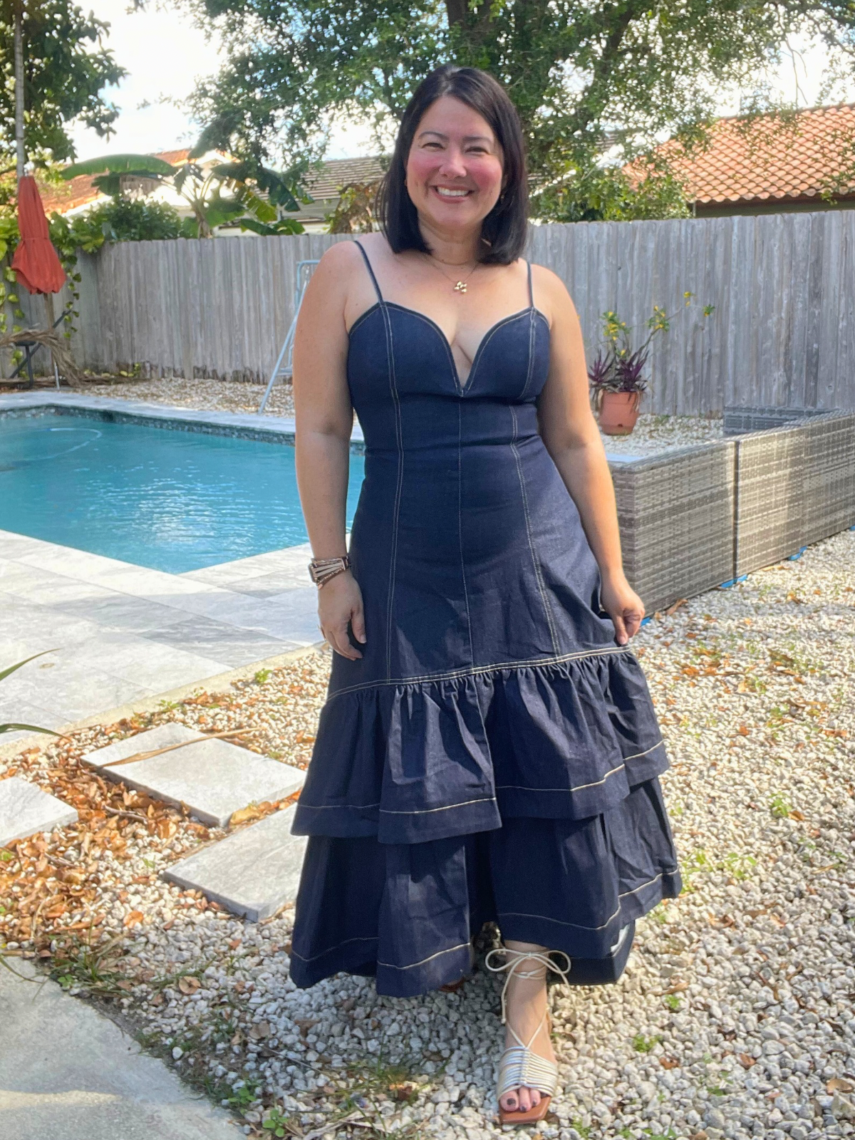 Ruffle Me Away Denim Dress