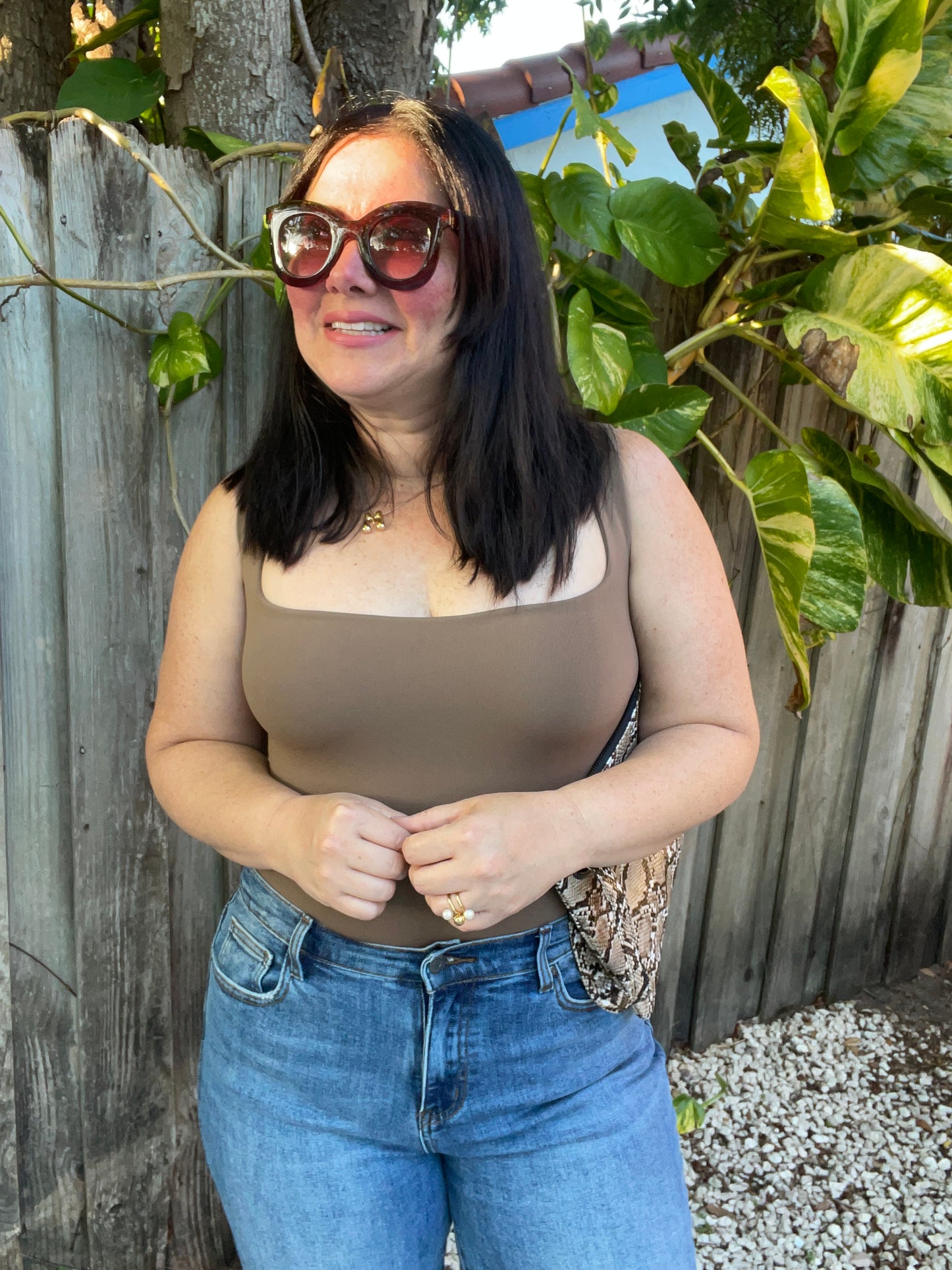 Squareneck Tank Solid Bodysuit