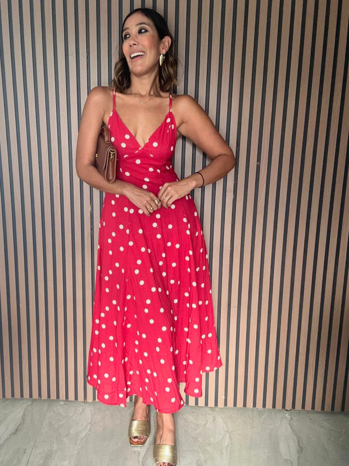 Red Charm Open Back Midi Dress