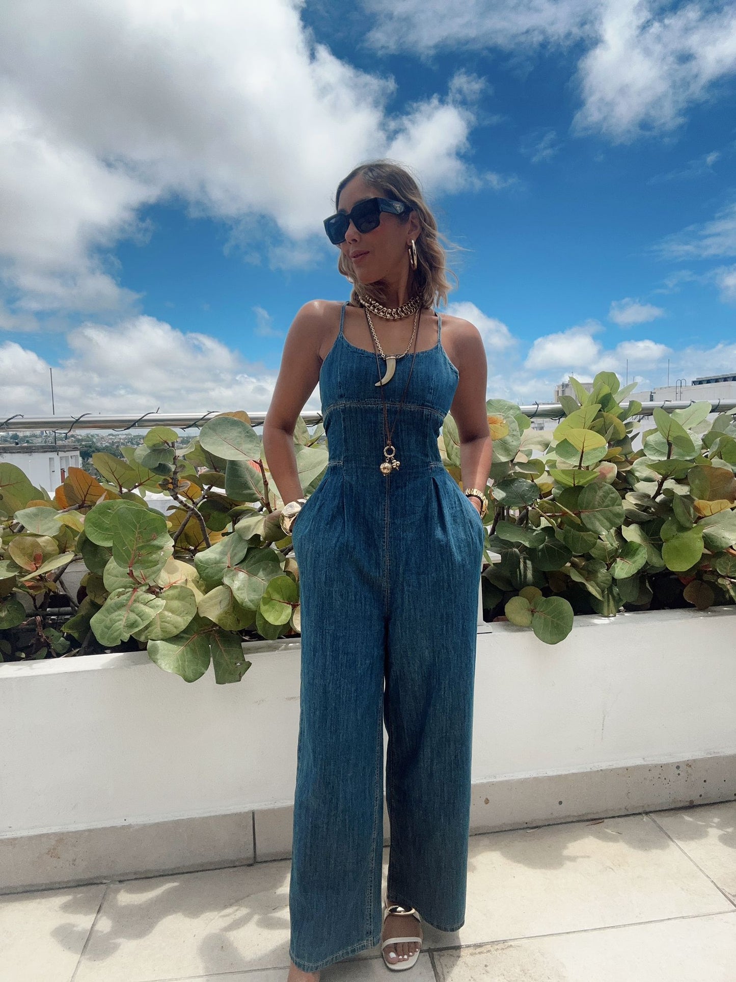 Layla Washed Denim Jumpsuit