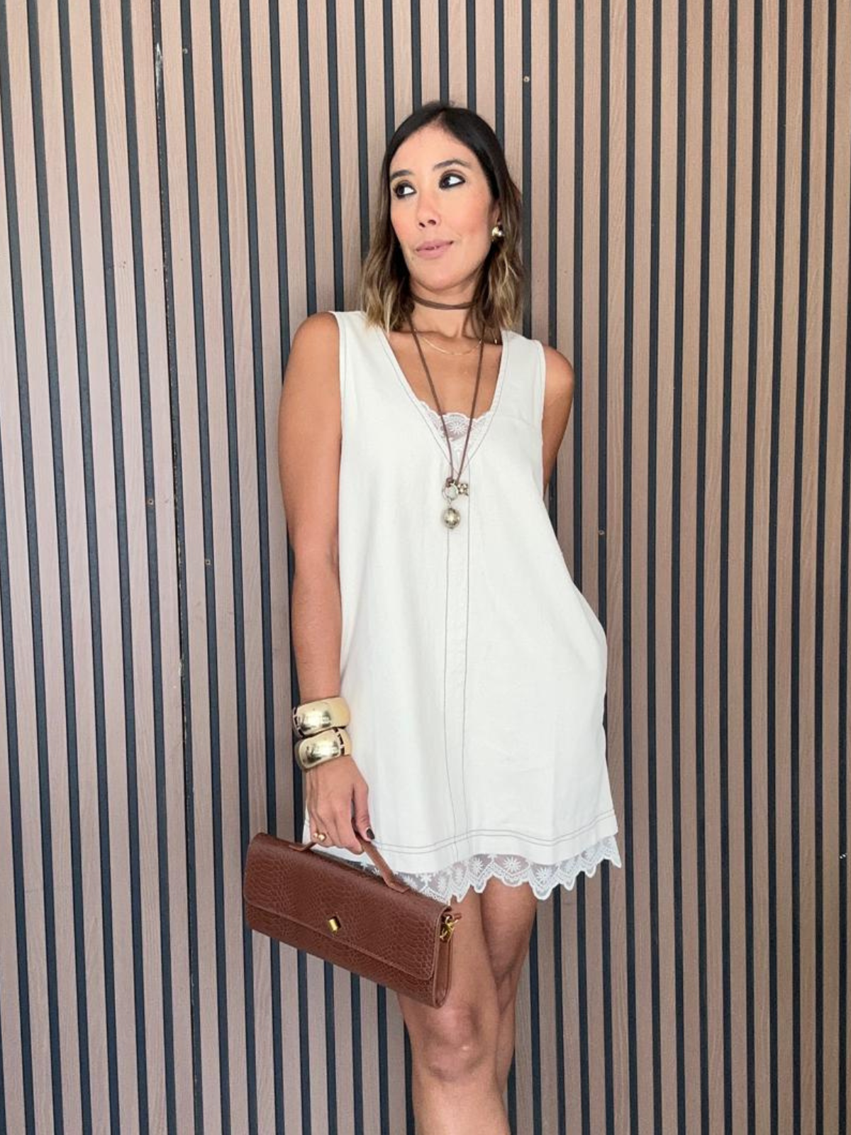 The Story of Denim and Lace Mini Dress