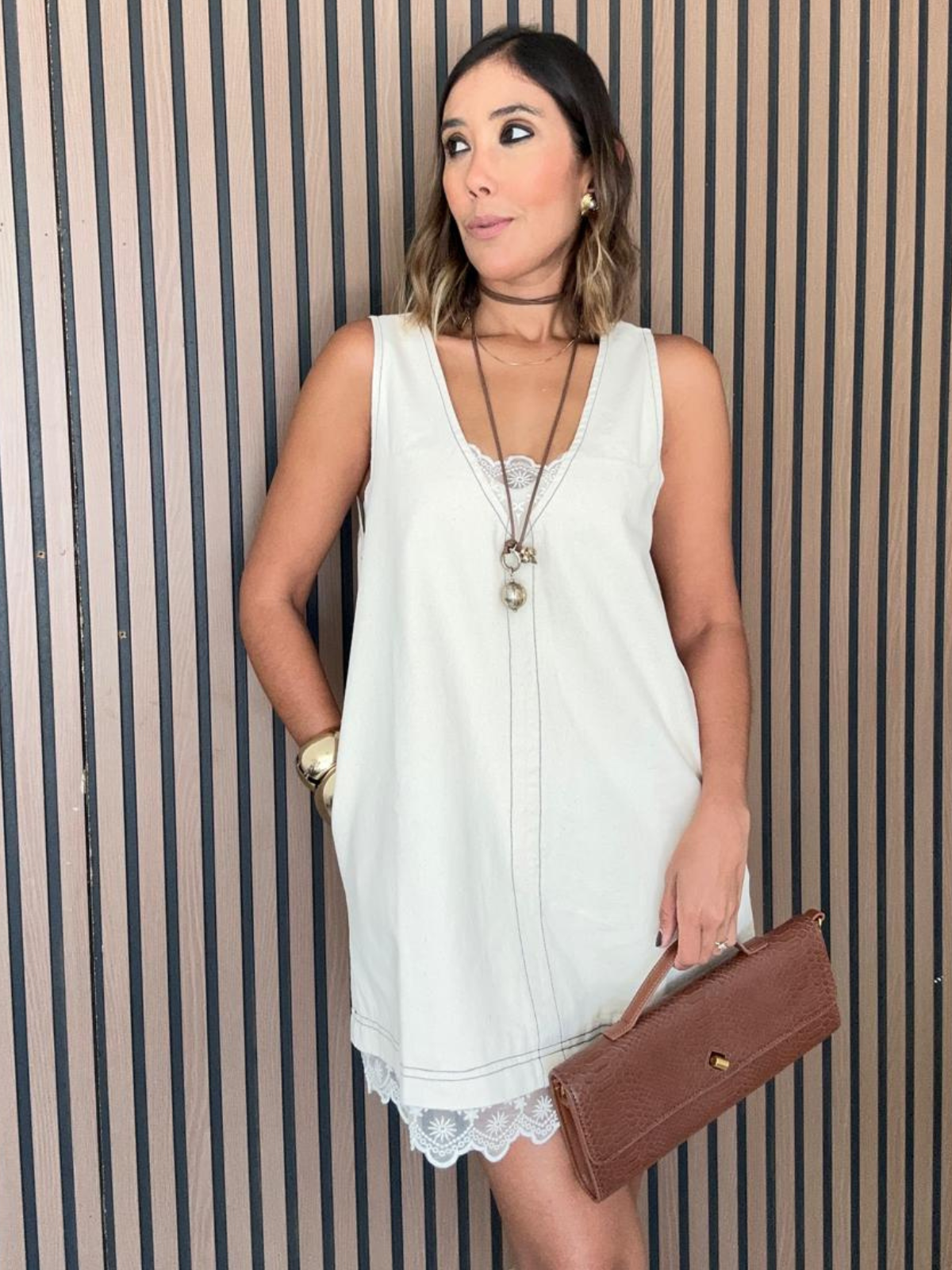 The Story of Denim and Lace Mini Dress