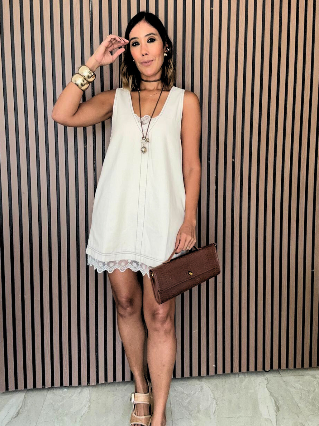 The Story of Denim and Lace Mini Dress