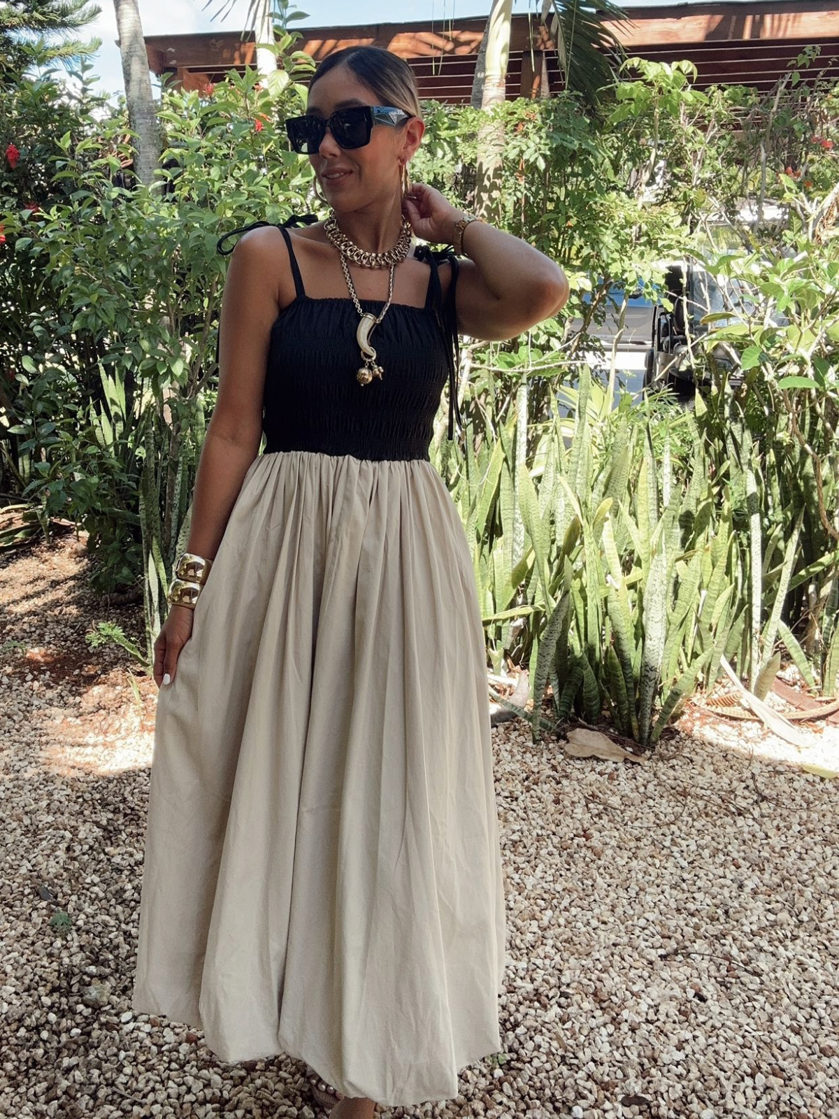 Nova Contrasted Top Balloon Dress