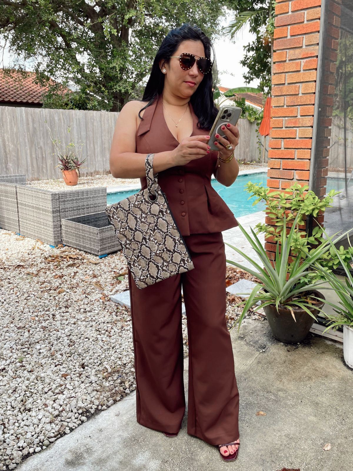 The Cocoa Peplum Top And Pants Set