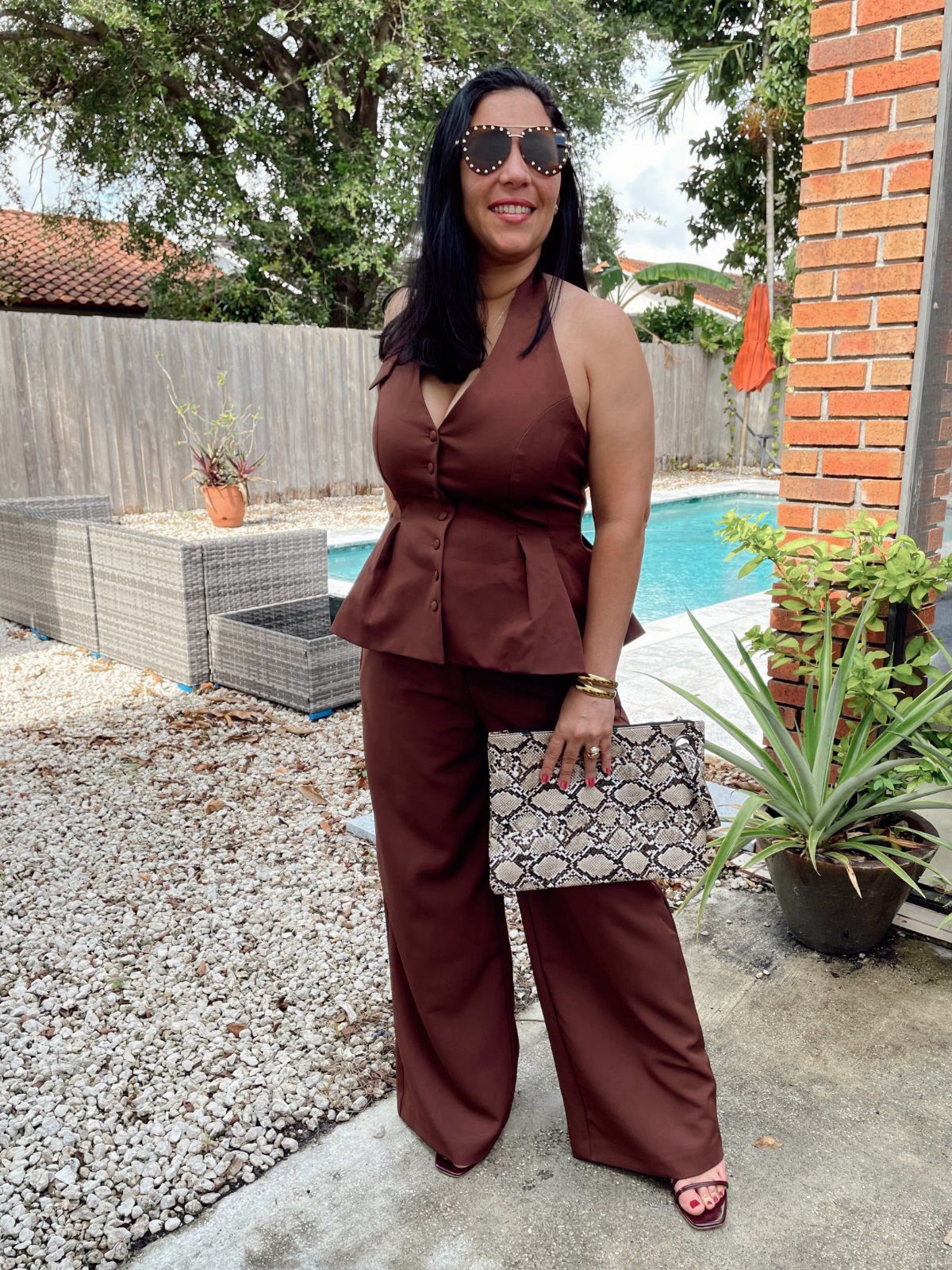 The Cocoa Peplum Top And Pants Set