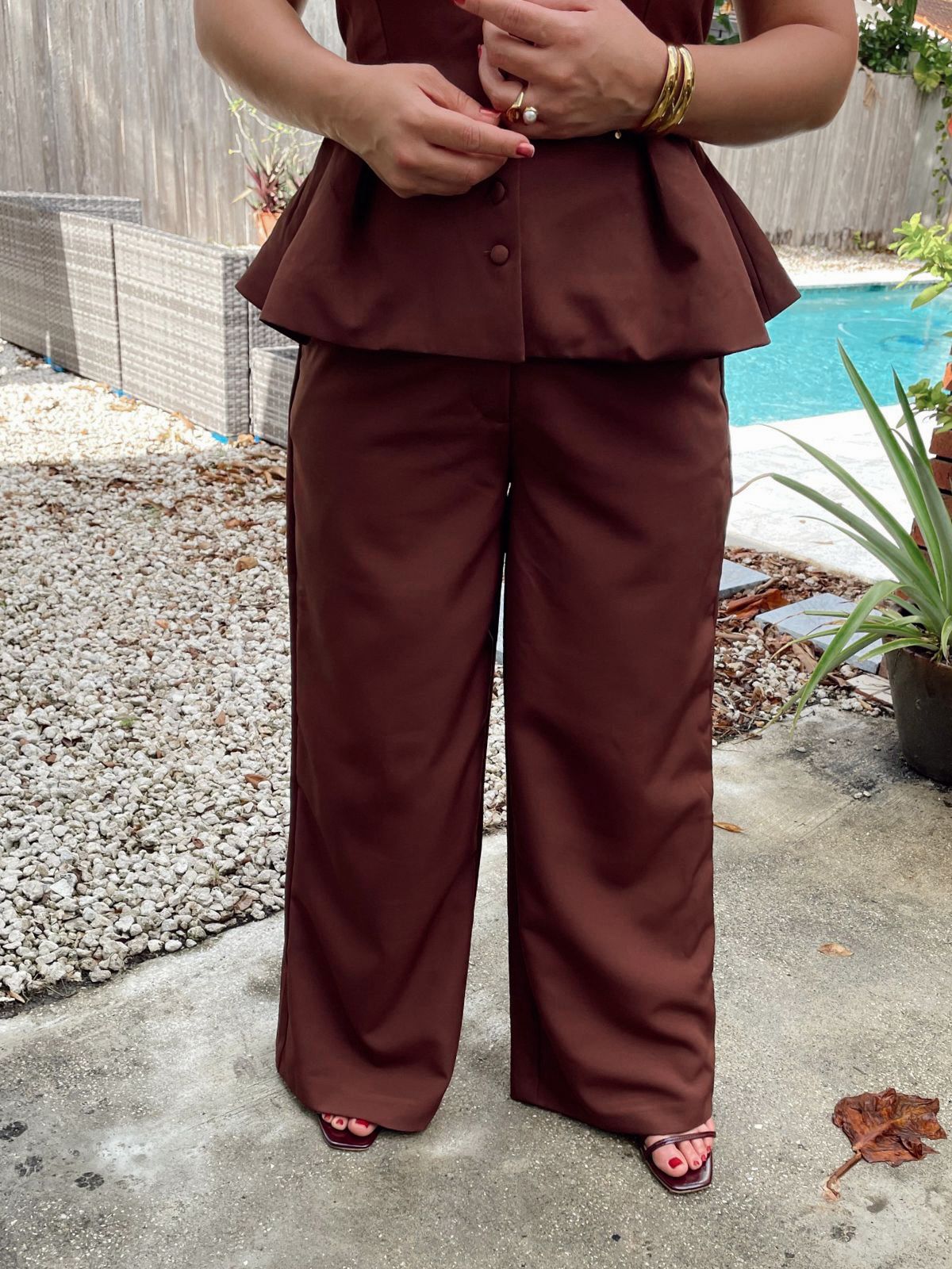 The Cocoa Peplum Top And Pants Set