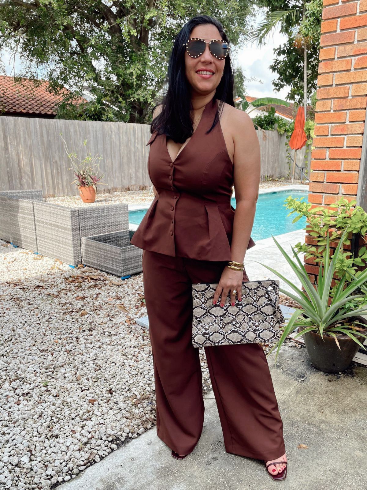The Cocoa Peplum Top And Pants Set