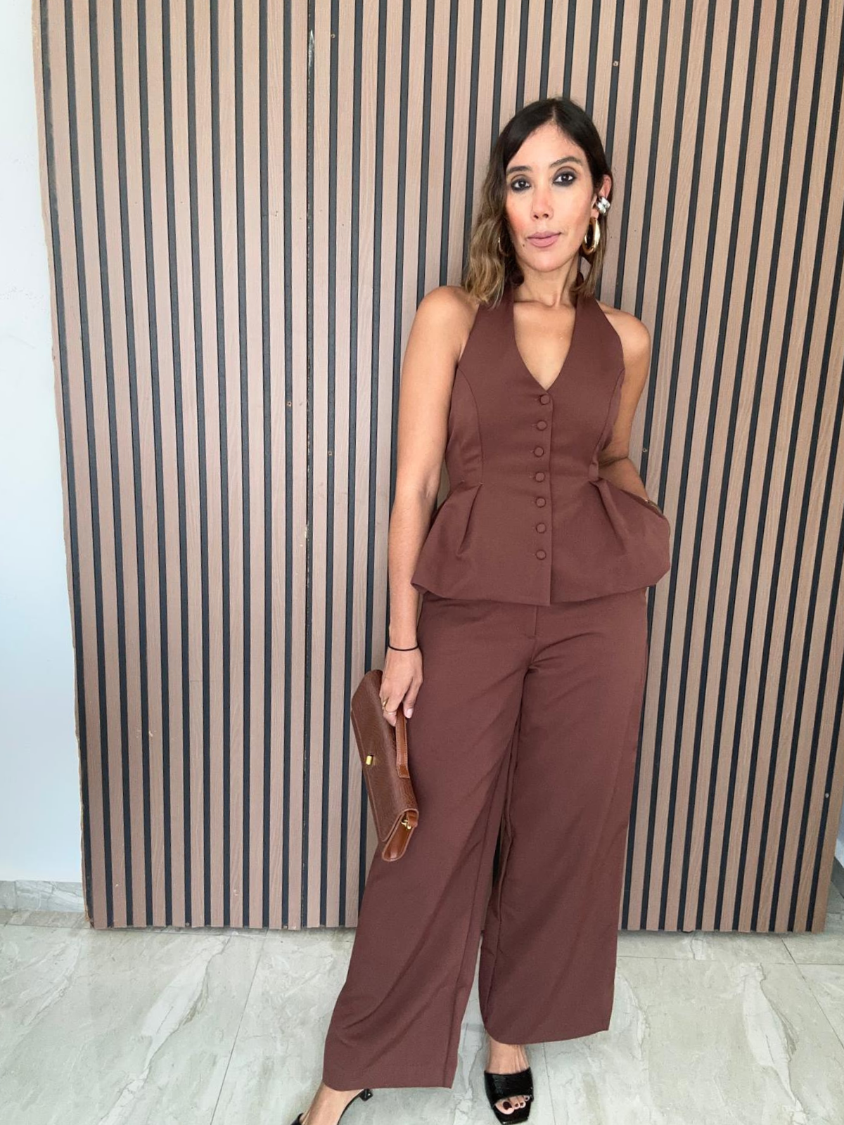 The Cocoa Peplum Top And Pants Set