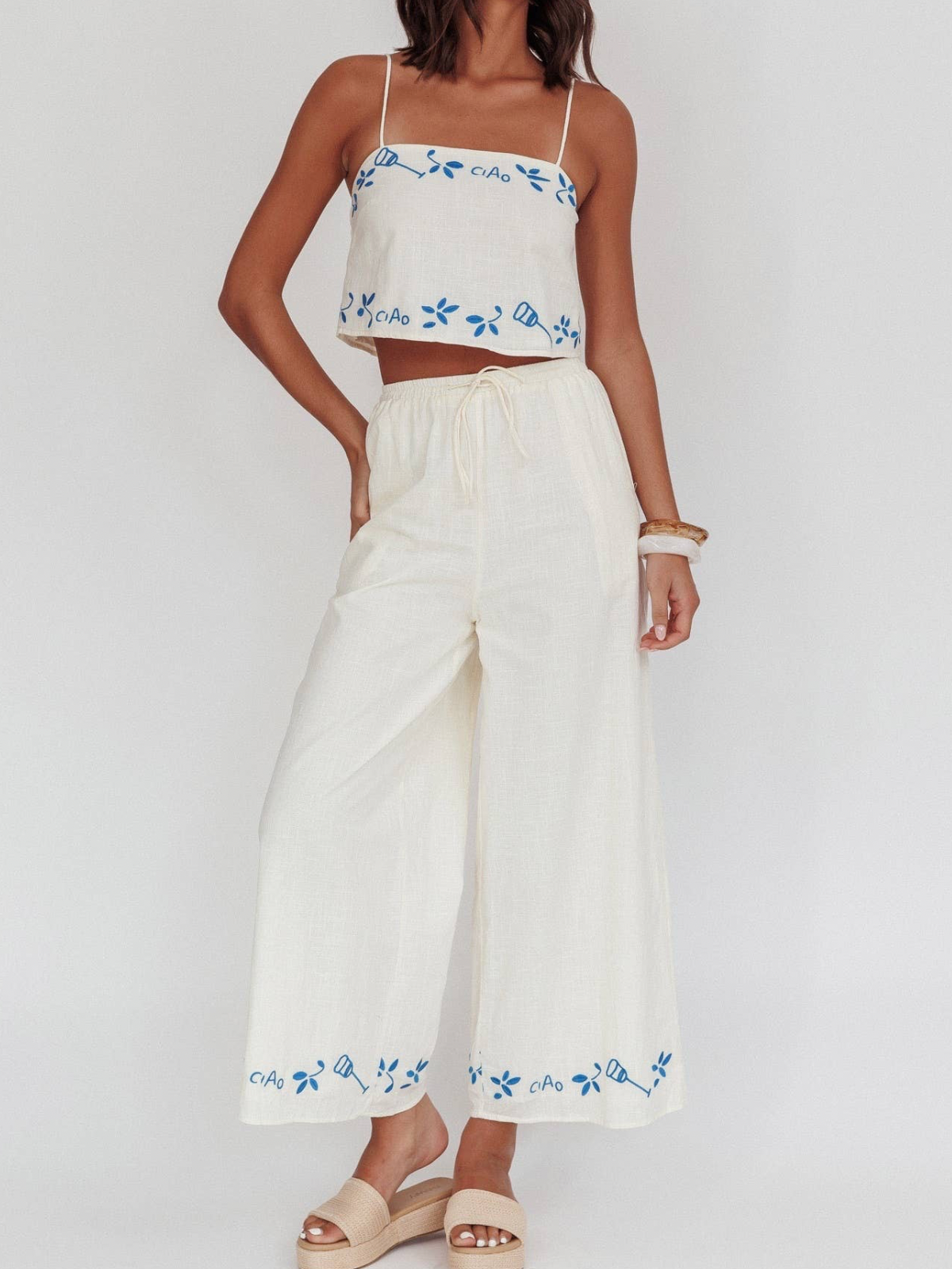 Portofino Crop Top and Wide Leg Pants