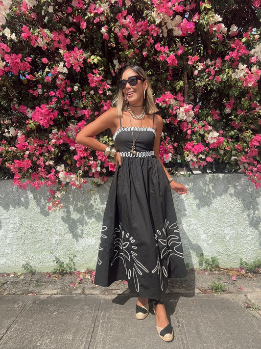 Natzell Embroidered Strapless Midi Dress