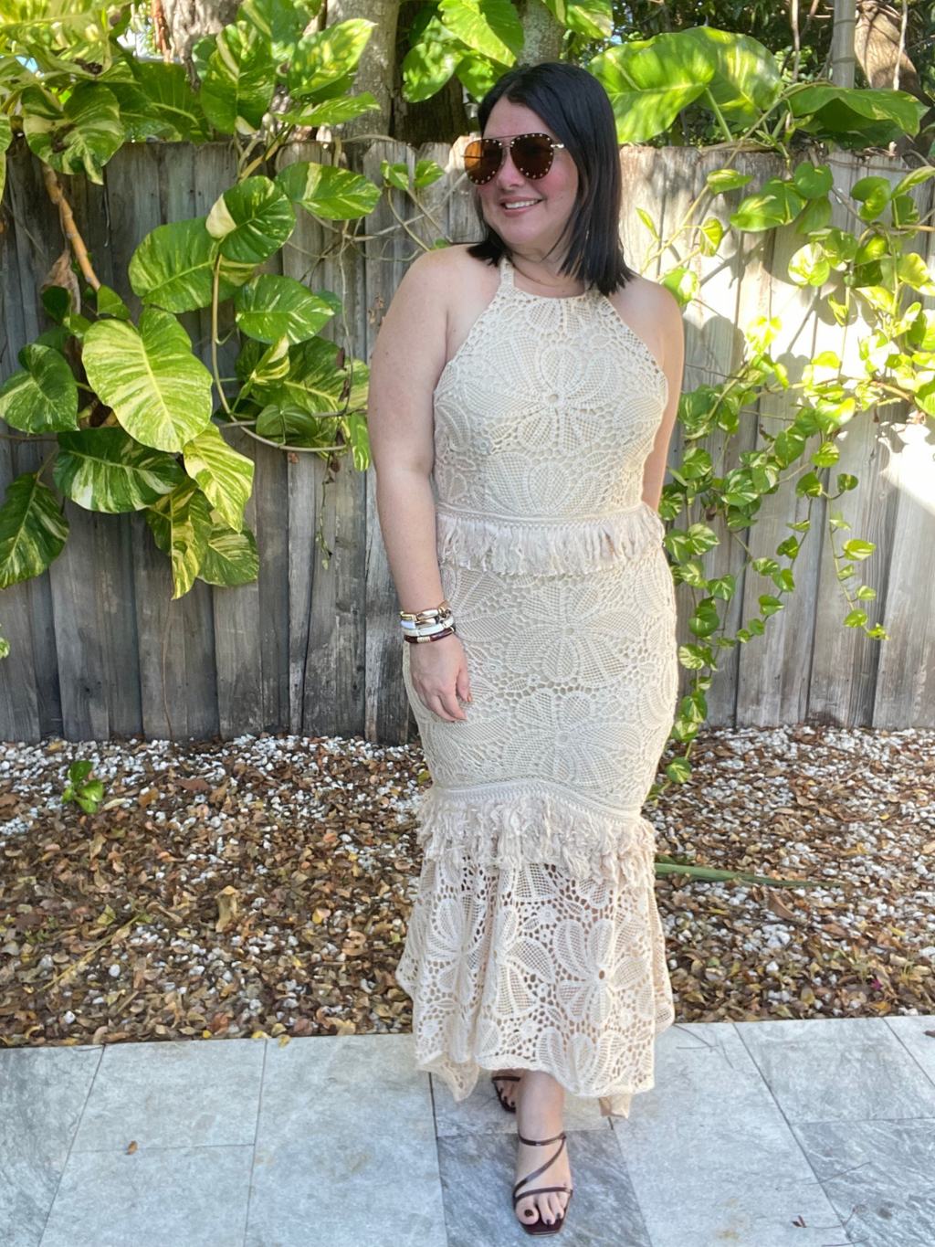 Barefoot Dreams Handcrafted Crochet Fringe Maxi Dress