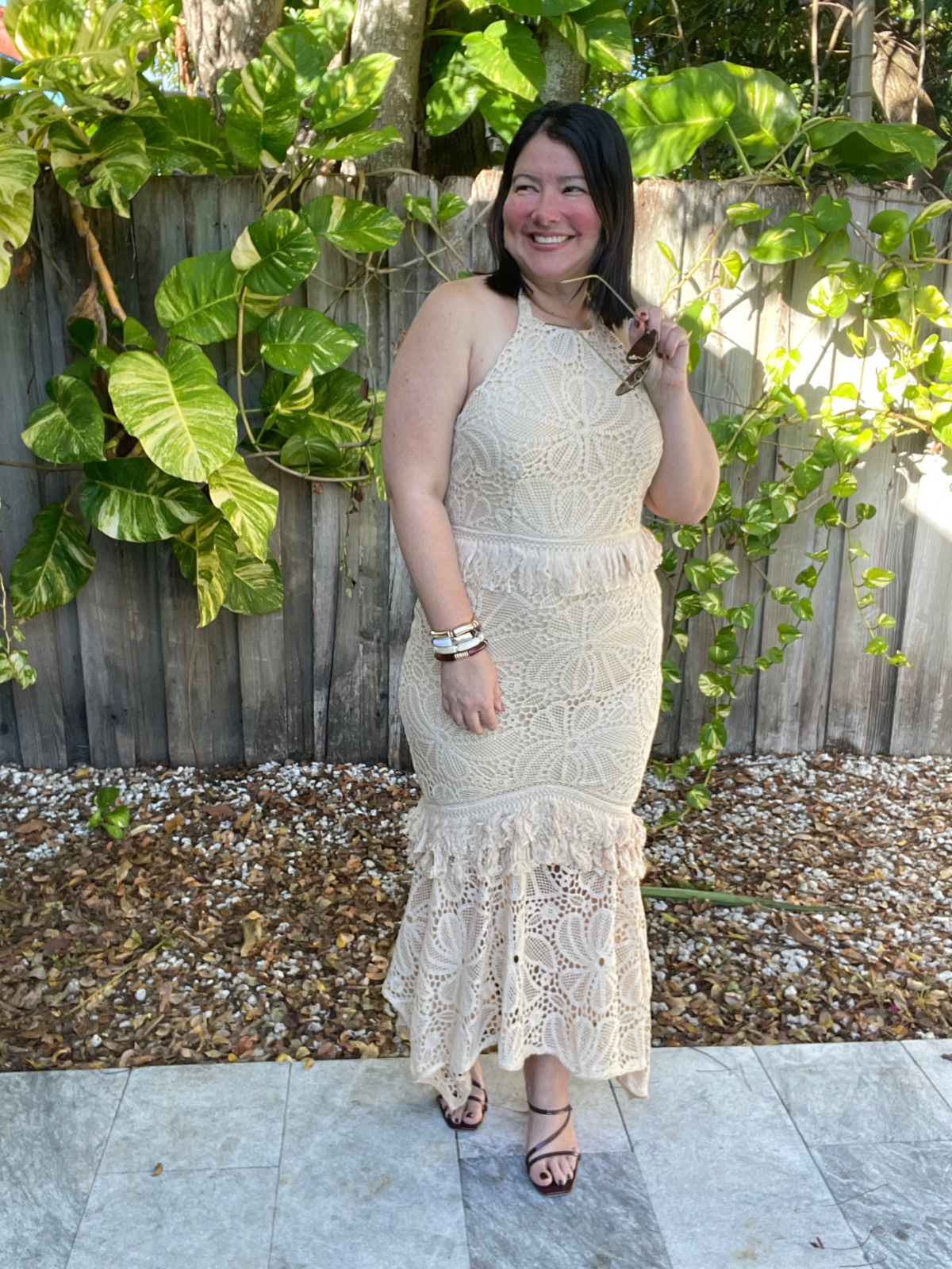 Barefoot Dreams Handcrafted Crochet Fringe Maxi Dress