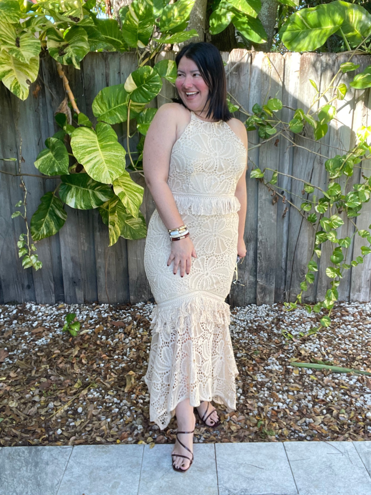 Barefoot Dreams Handcrafted Crochet Fringe Maxi Dress