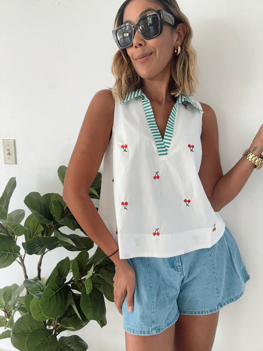 Fruit Embroidery Tank Top