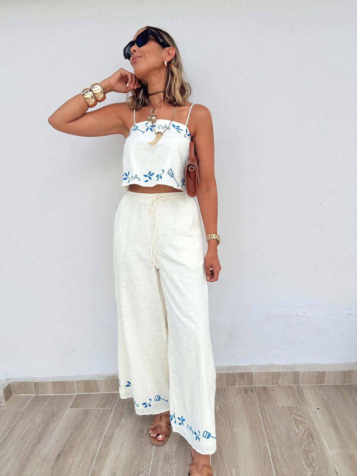 Portofino Crop Top and Wide Leg Pants