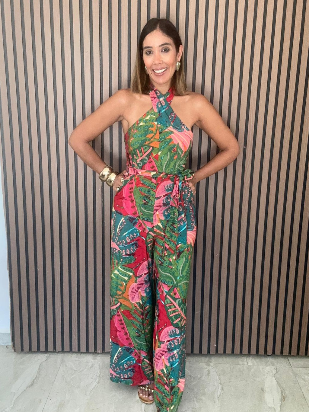 Drawing Dream Crossed Halter Neck Jumpsuit