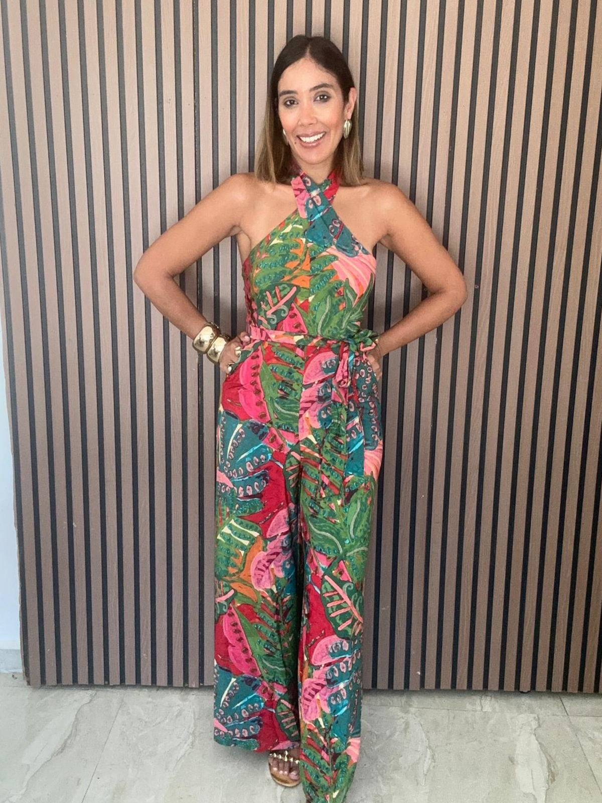 Drawing Dream Crossed Halter Neck Jumpsuit