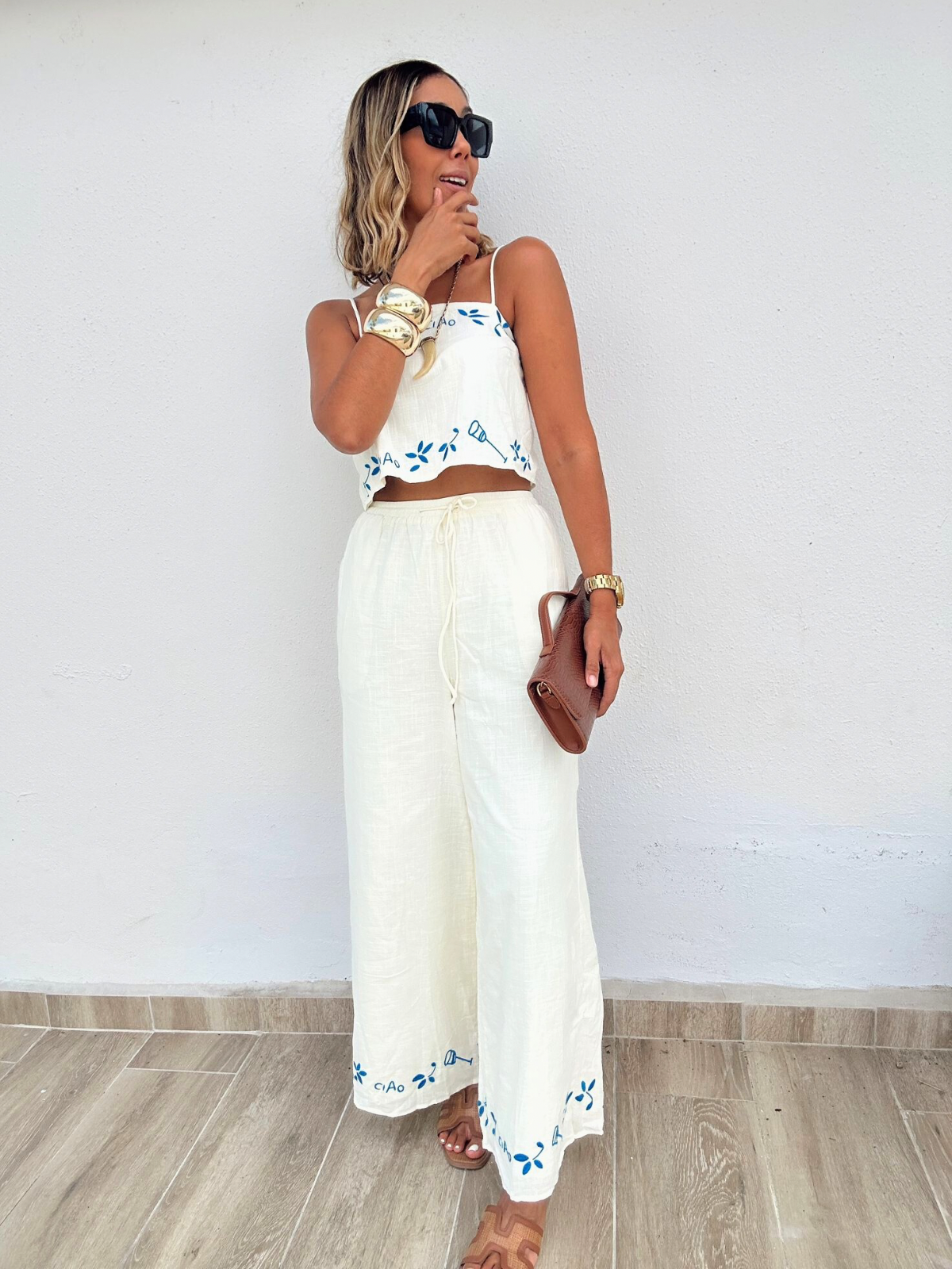 Portofino Crop Top and Wide Leg Pants