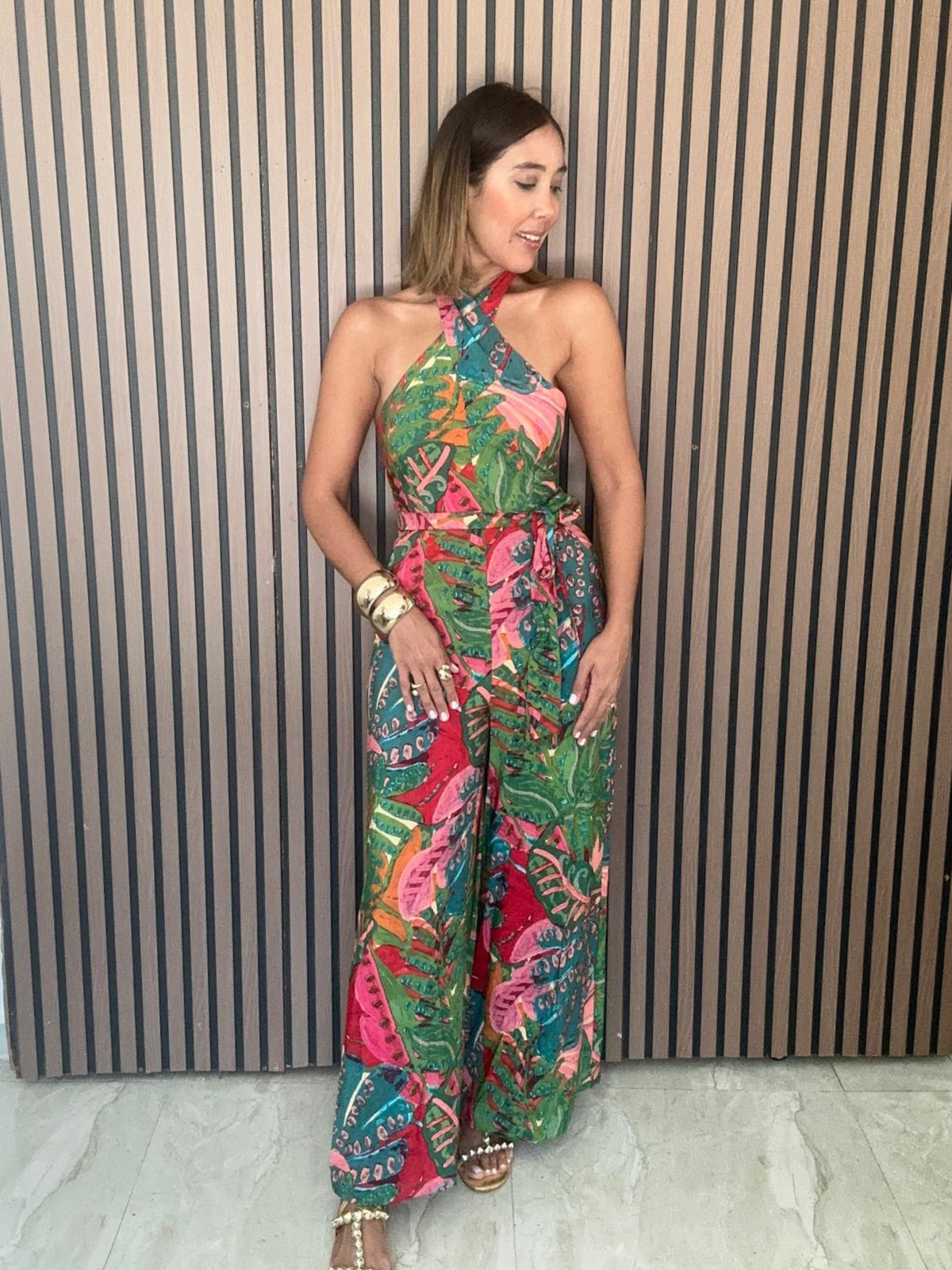 Drawing Dream Crossed Halter Neck Jumpsuit