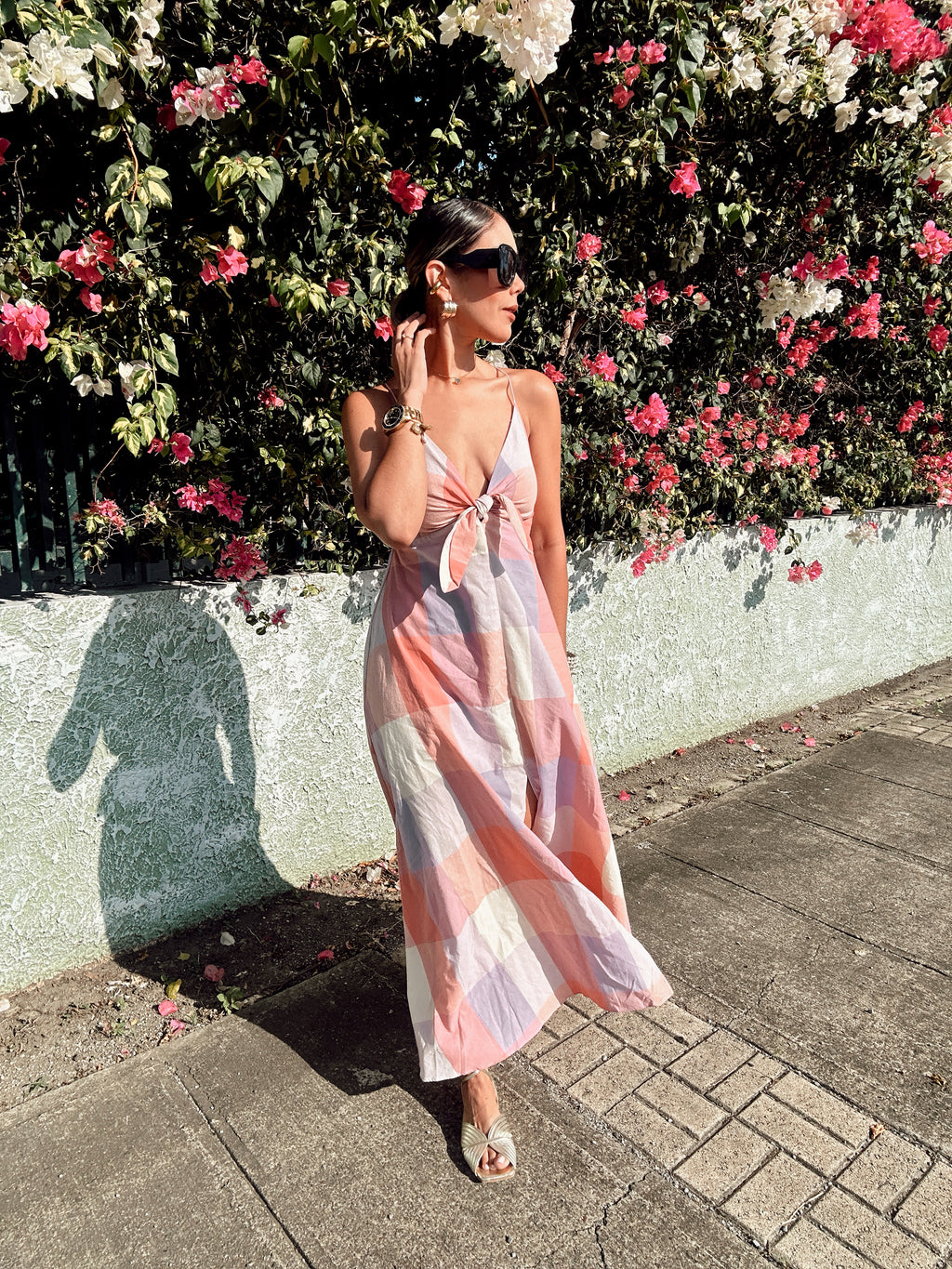 Pastel Checkered Maxi Dress