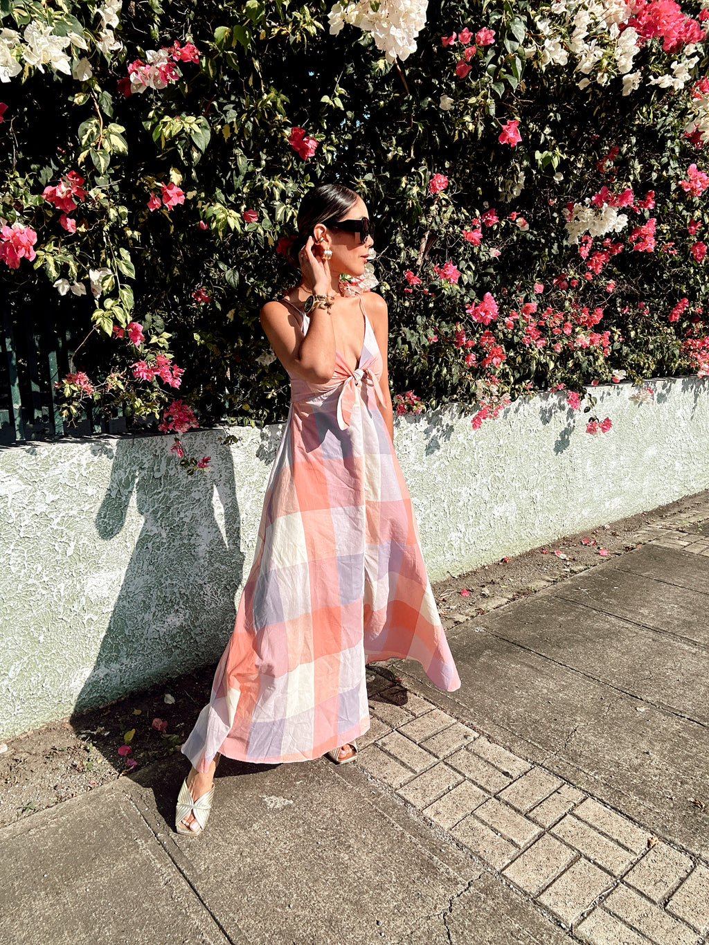 Pastel Checkered Maxi Dress