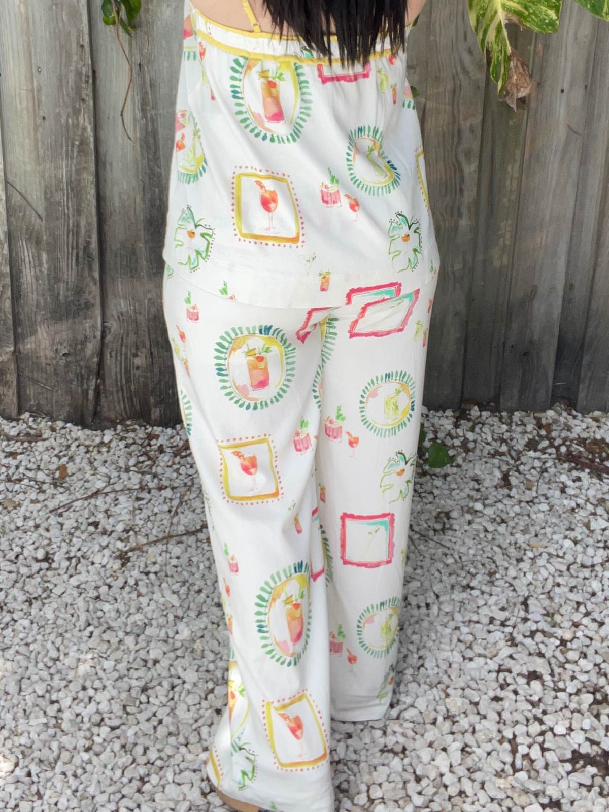 Happy Hour Print Wide Leg Pants