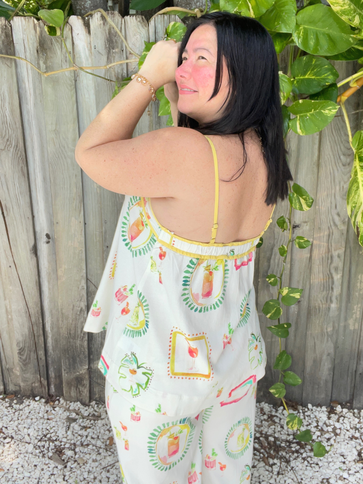 Happy Hour Print Contrast Binding Top