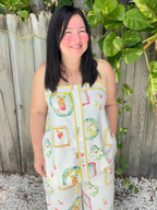 Happy Hour Print Contrast Binding Top