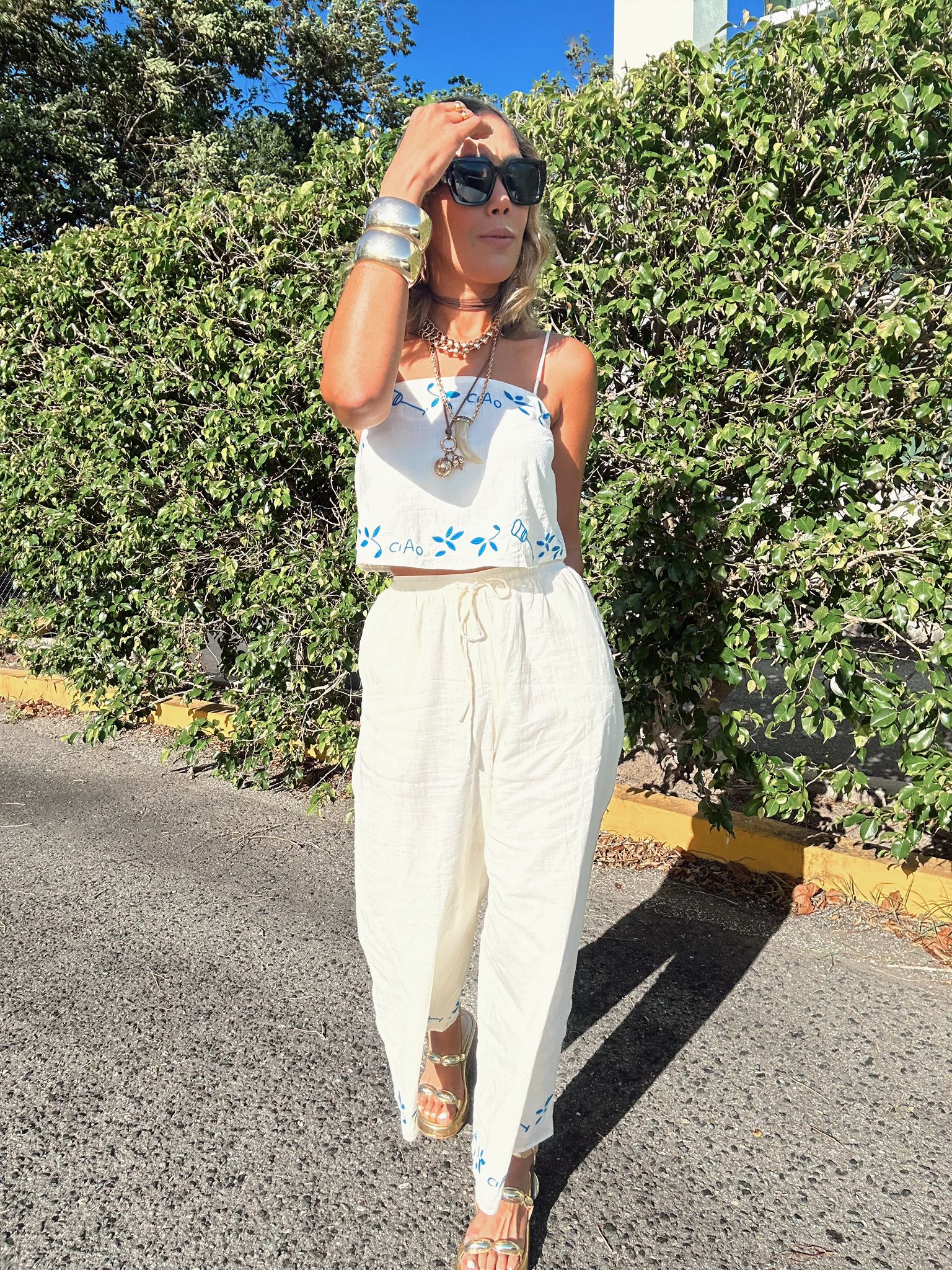 Portofino Crop Top and Wide Leg Pants