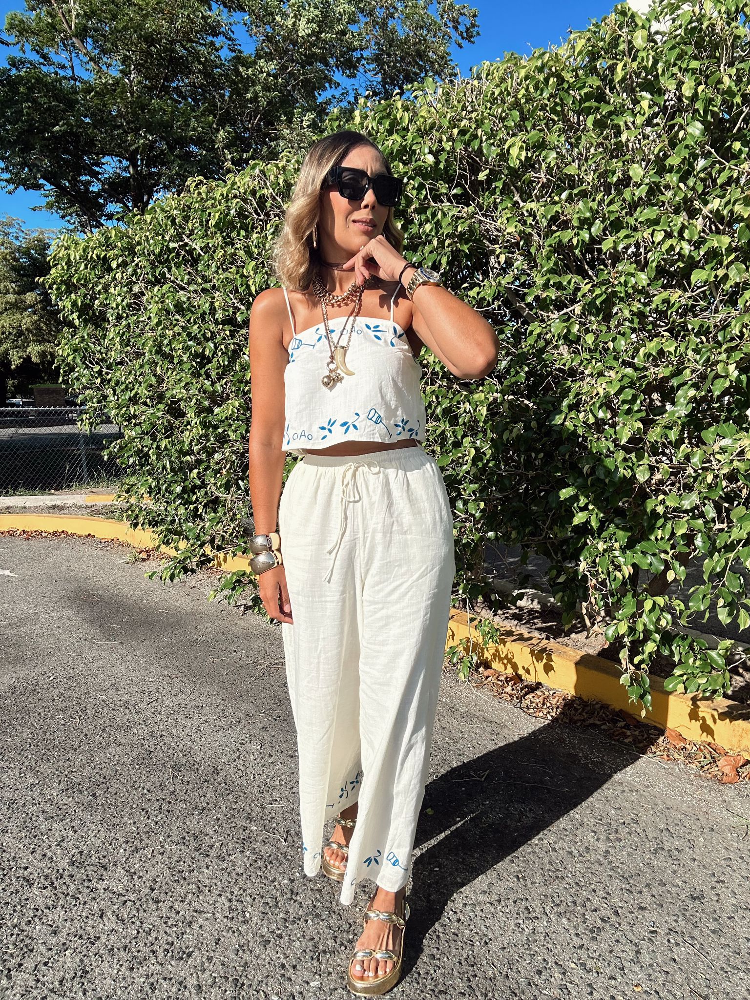 Portofino Crop Top and Wide Leg Pants