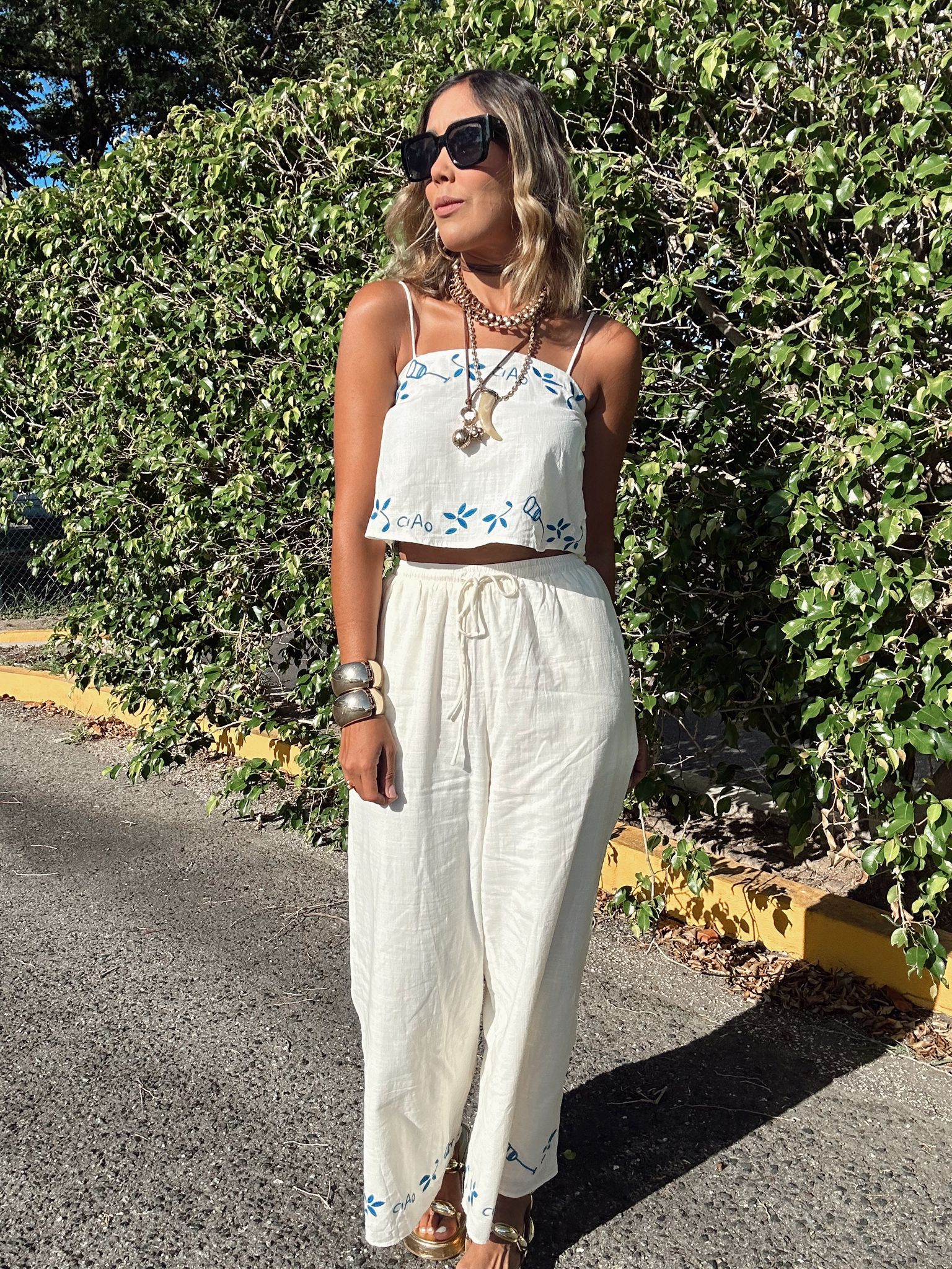 Portofino Crop Top and Wide Leg Pants