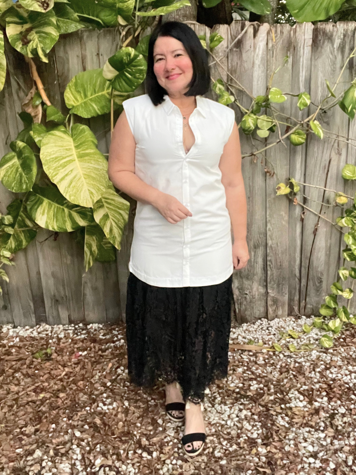 The Clean Lines & Lace Midi Shirt Dress