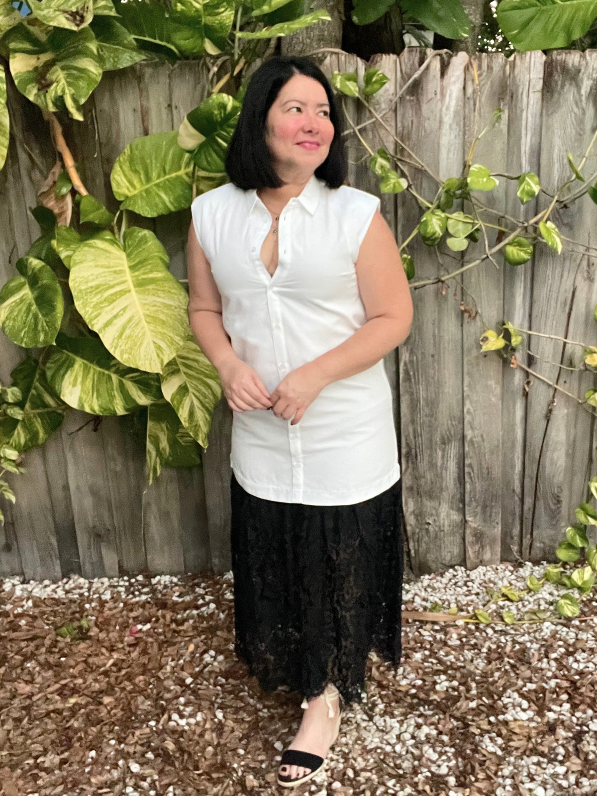 The Clean Lines & Lace Midi Shirt Dress