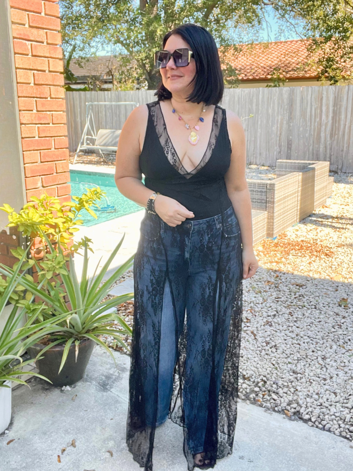 Wanderlight Lace Two-Piece Bodysuit and Dress Matching Set