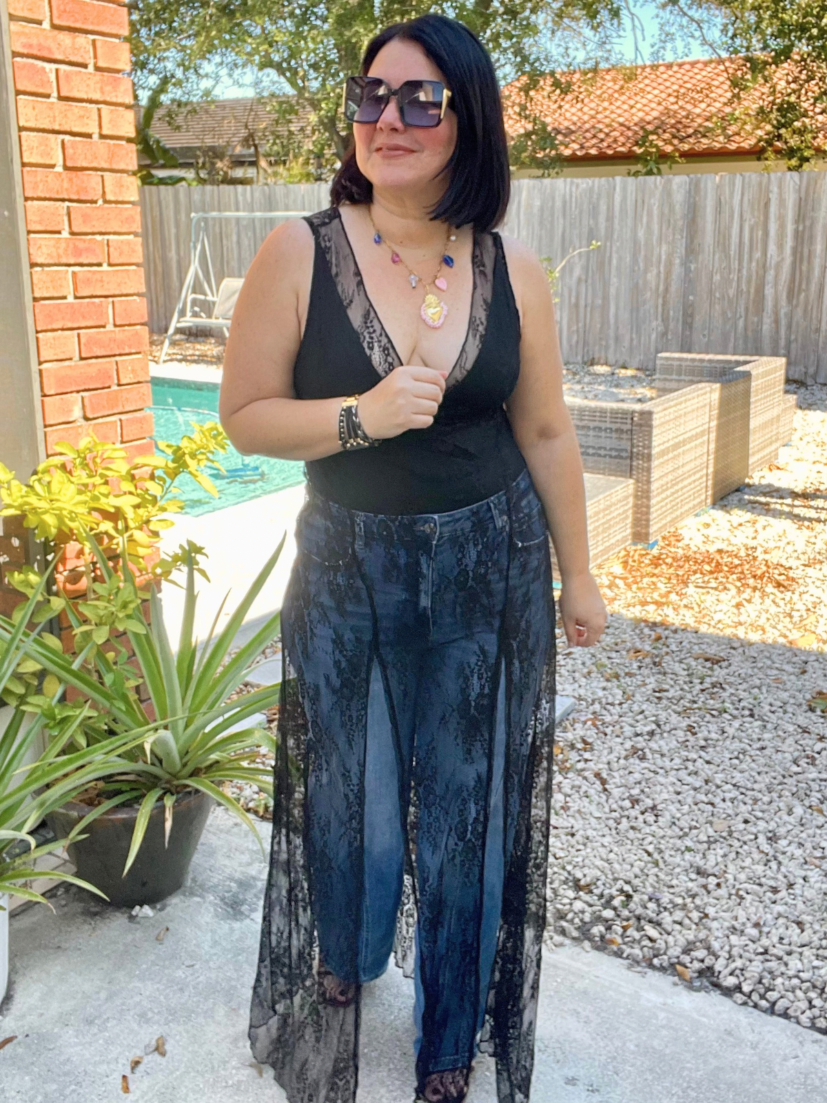 Wanderlight Lace Two-Piece Bodysuit and Dress Matching Set