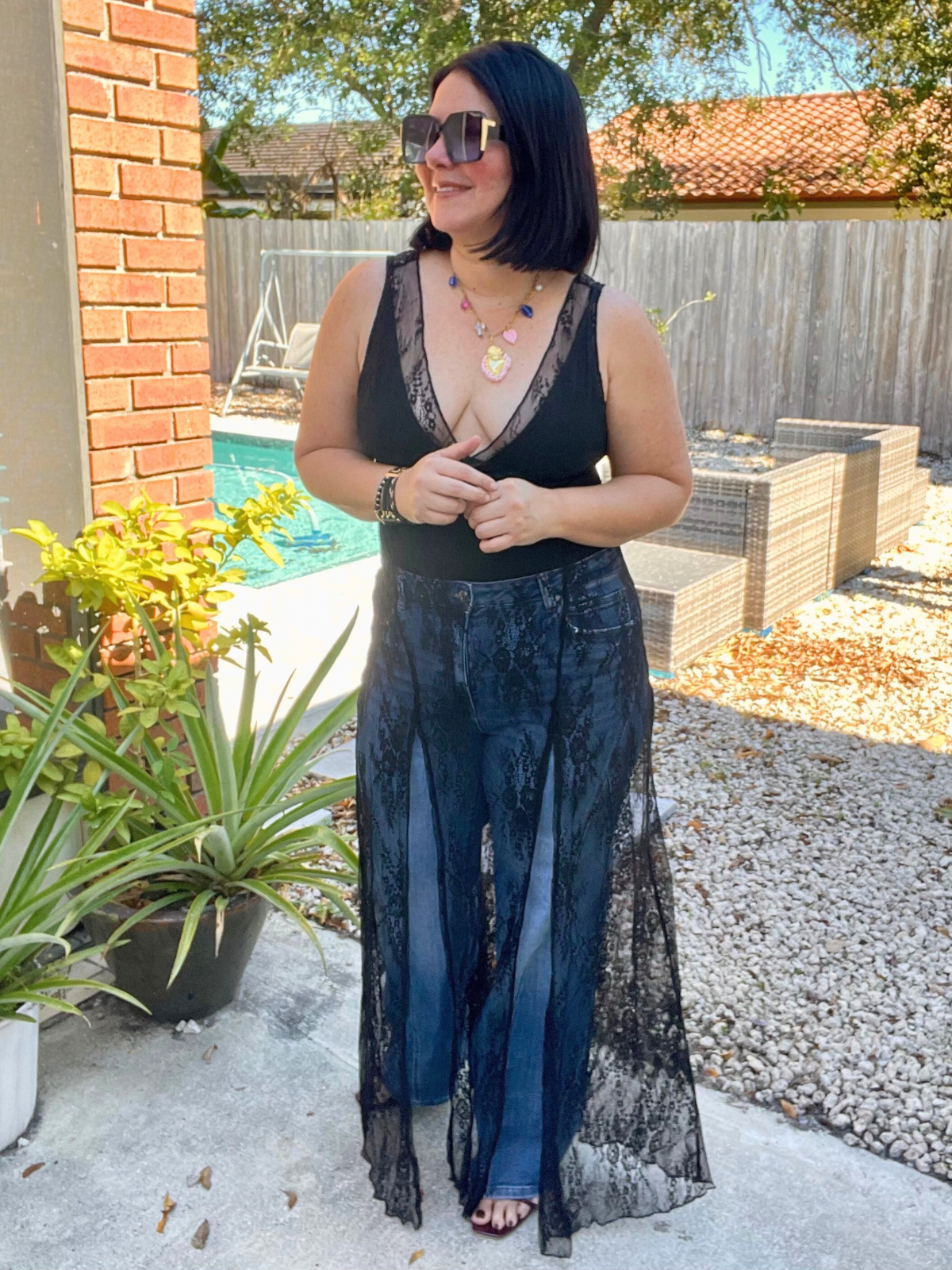 Wanderlight Lace Two-Piece Bodysuit and Dress Matching Set