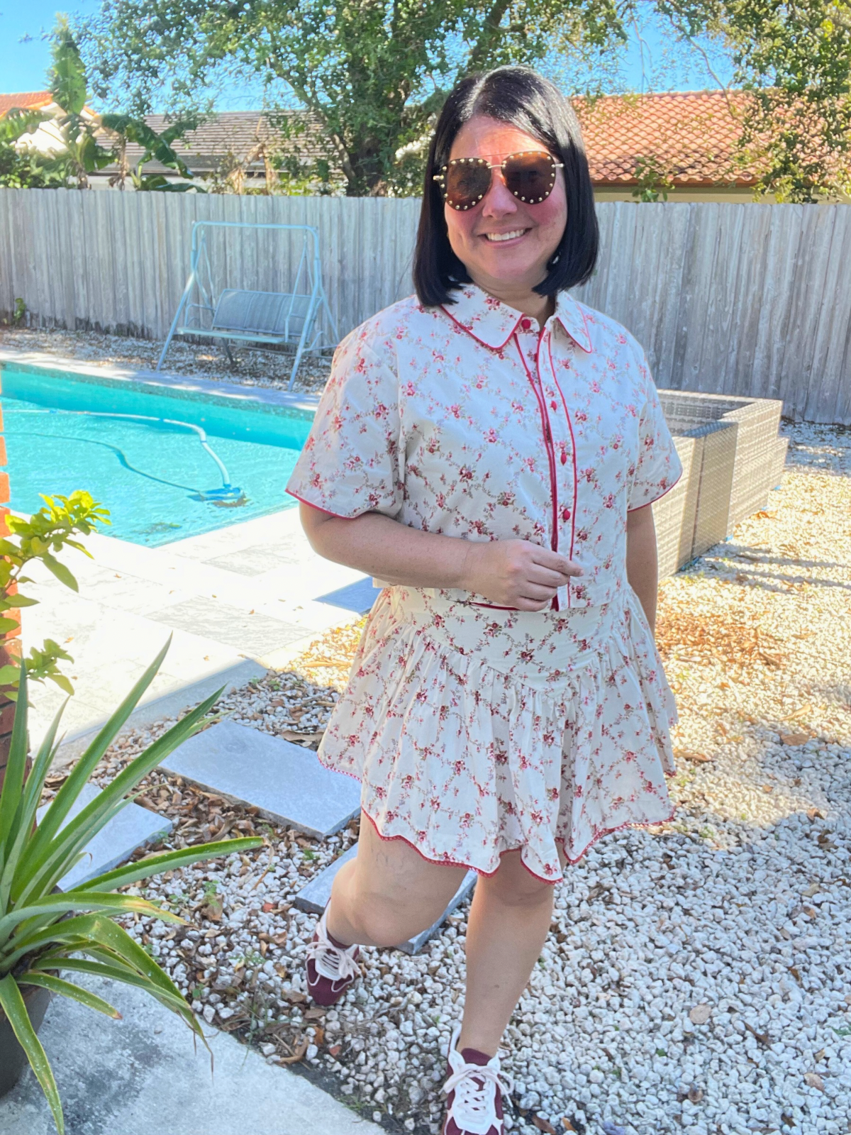 SanSe Bloom Crop Shirt and Mini Skirt Set