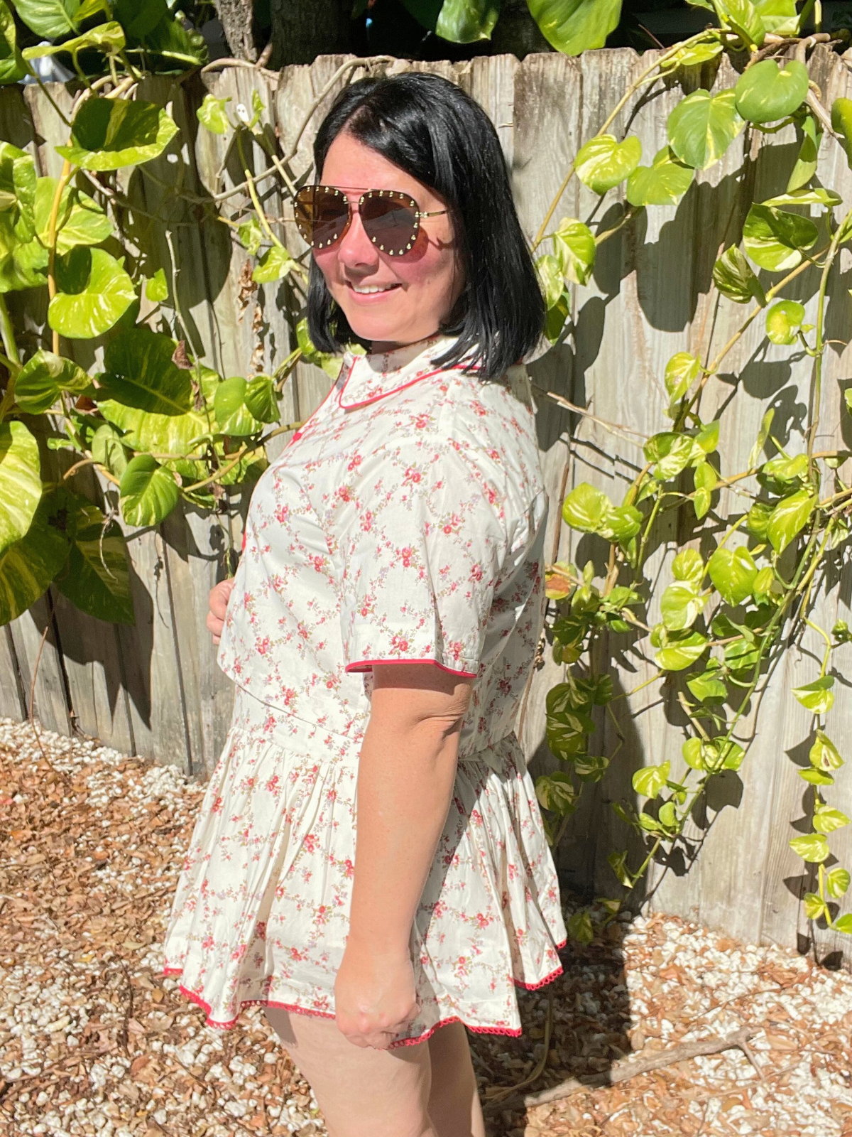 SanSe Bloom Crop Shirt and Mini Skirt Set