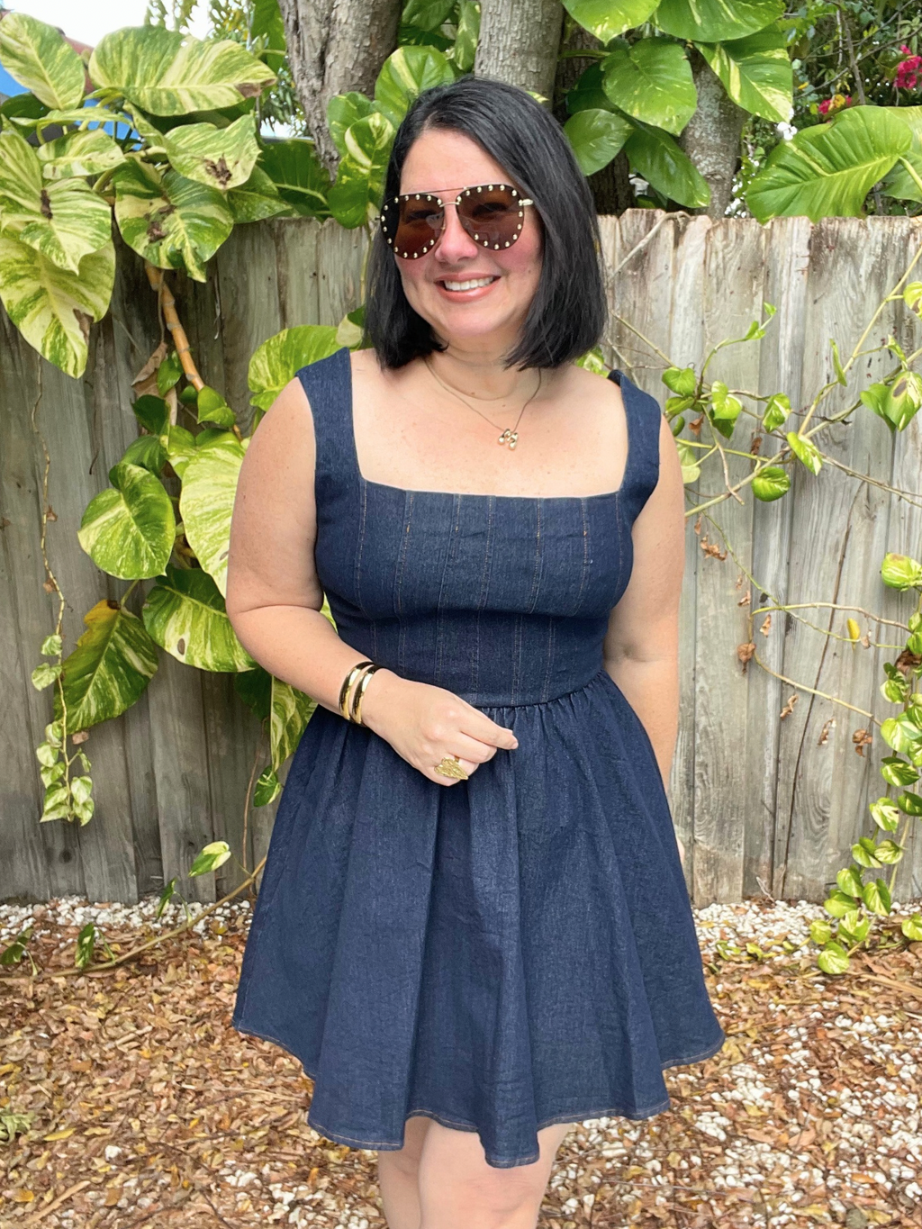 The Curve-Loving Denim Mini Dress