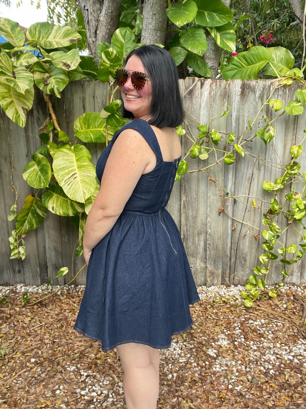 The Curve-Loving Denim Mini Dress